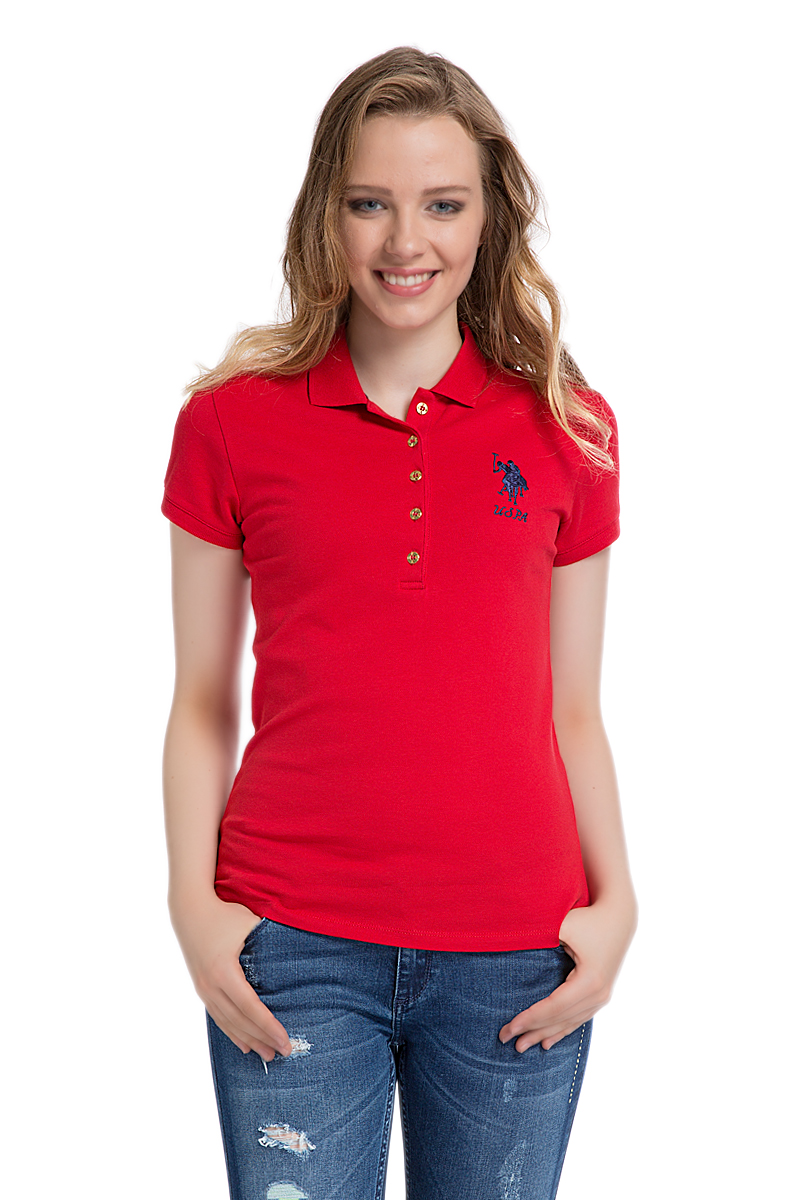 Поло женское U.S. Polo Assn., цвет: красный. G082SZ0110MTS02IY06-011. Размер S (44)G082SZ0110MTS02IY06-011 Поло женское U.S. Polo Assn., цвет: красный. G082SZ0110MTS02IY06-011. Размер S (44)G082SZ0110MTS02IY06-011Стильная футболка-поло с короткими рукавами и отложным воротником выполнена из натурального эластичного хлопка. На груди модель застегивается на пуговицы.