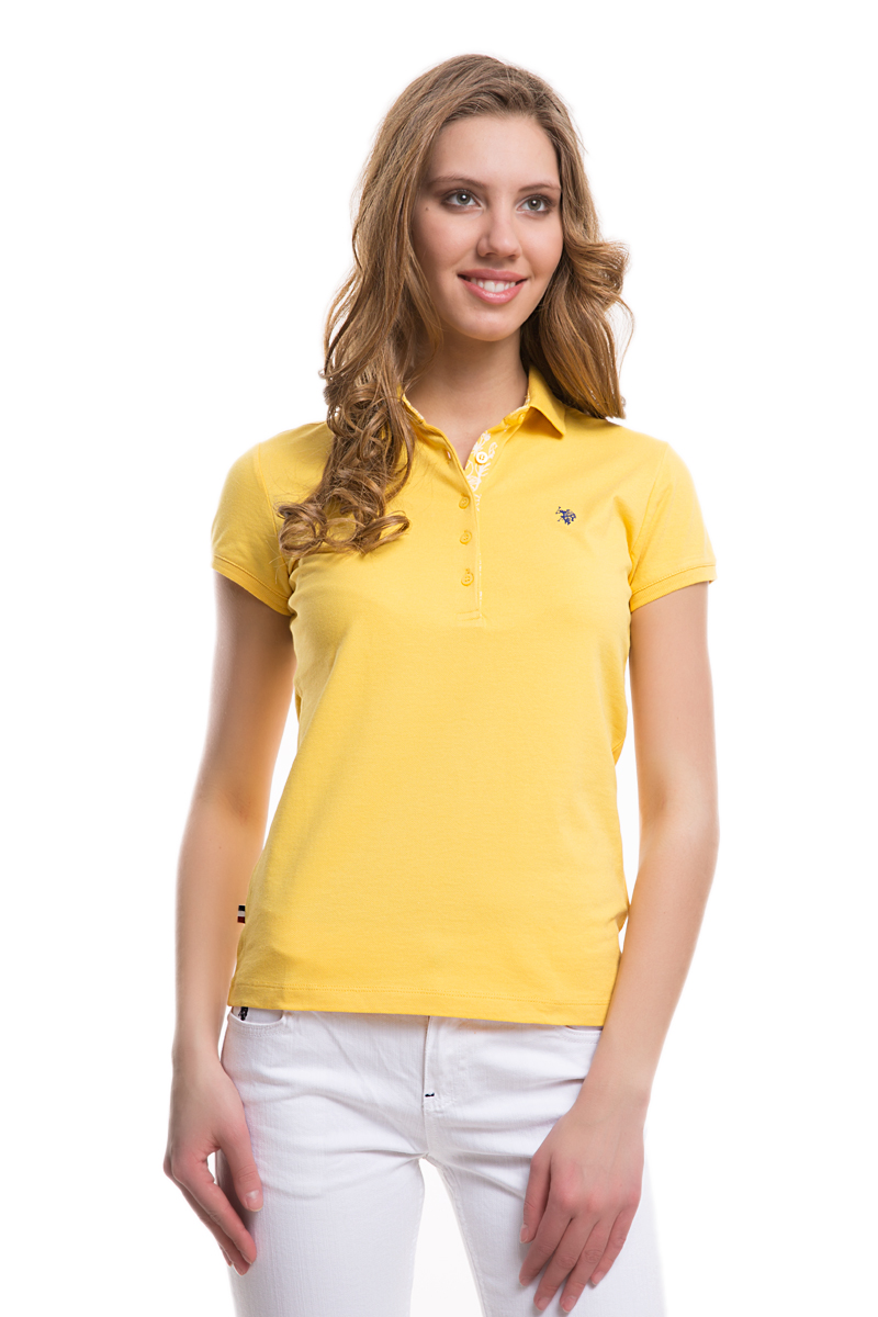 Поло женское U.S. Polo Assn., цвет: желтый. G082SZ0110TP01IY05-011. Размер M (46)G082SZ0110TP01IY05-011 Поло женское U.S. Polo Assn., цвет: желтый. G082SZ0110TP01IY05-011. Размер M (46)G082SZ0110TP01IY05-011Стильная футболка-поло с короткими рукавами и отложным воротником выполнена из натурального эластичного хлопка. На груди модель застегивается на пуговицы.