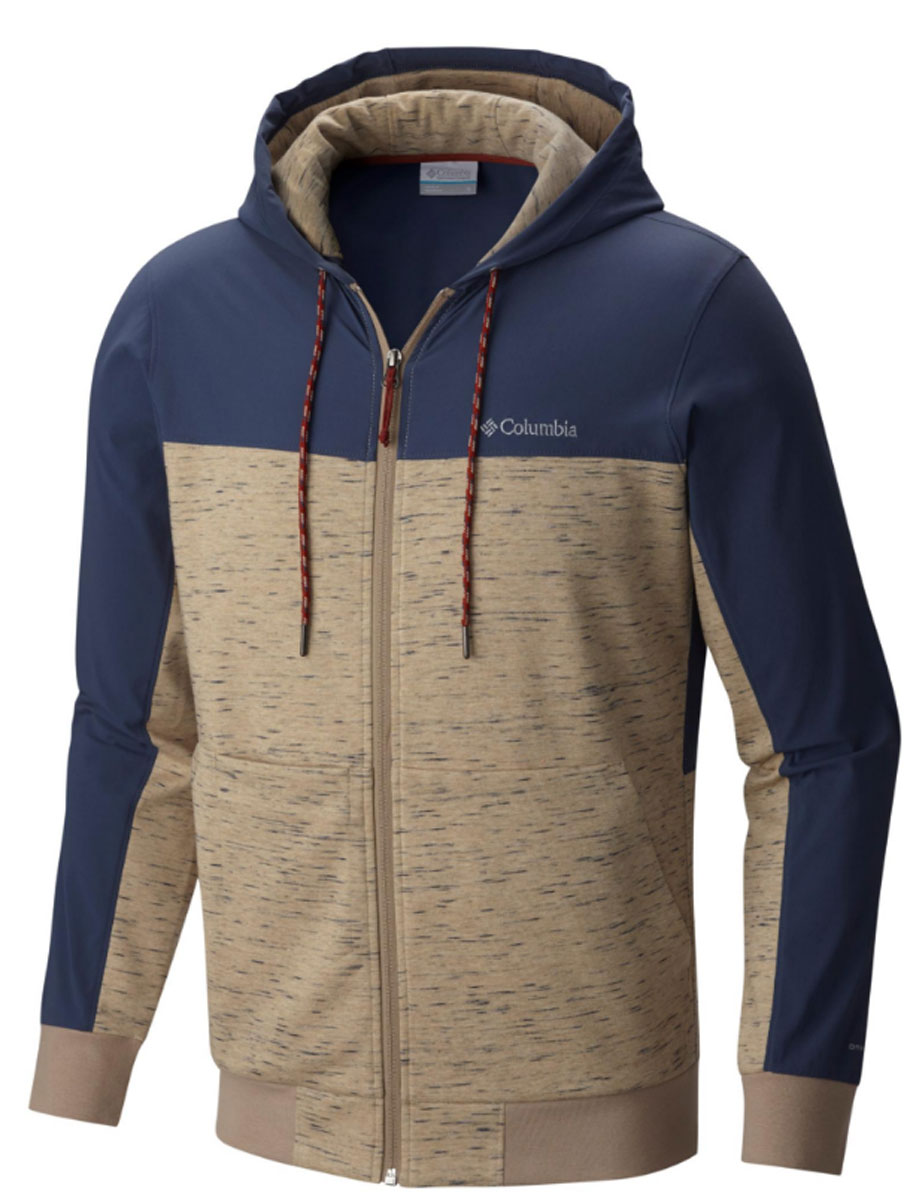 Худи мужское Columbia Lost Lager Hoodie, цвет: бежевый, синий. 1711181-265. Размер S (44/46)1711181-265 Худи мужское Columbia Lost Lager Hoodie, цвет: бежевый, синий. 1711181-265. Размер S (44/46)1711181-265Худи мужское Columbia изготовлено из качественной смесовой ткани. Модель с капюшоном и длинными рукавами застегивается на молнию. Капюшон затягивается на прочный шнурок. Спереди худи оформлено двумя карманами. Низ изделия и рукава дополнены эластичными манжетами.