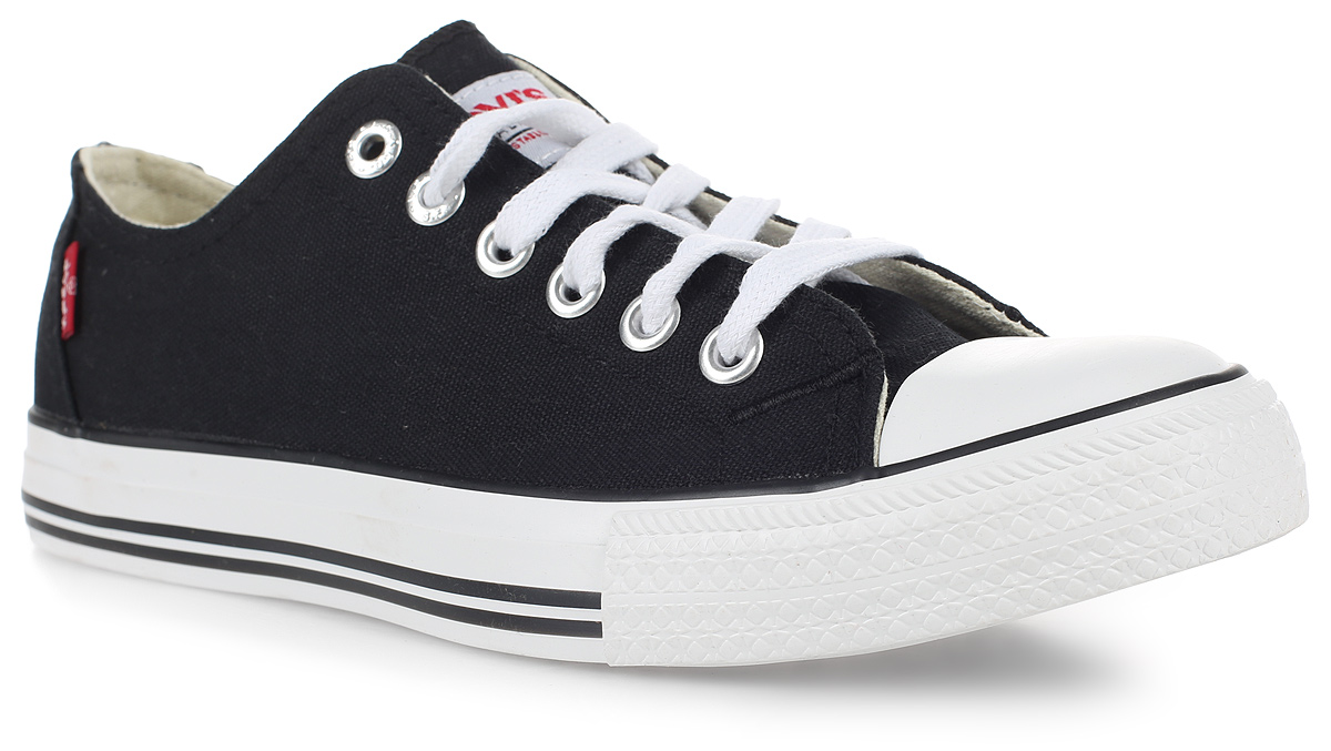 Кеды мужские Levis® Tracker Low, цвет: черный, белый. 226273/733-59. Размер 41226273/733-59 Кеды мужские Levis® Tracker Low, цвет: черный, белый. 226273/733-59. Размер 41226273/733-59Мужские кеды Levis® Tracker Low выполнены из канваса. Подъем оформлен классической плоской шнуровкой и дополнен металлическими люверсами. Модель дополнена логотипом бренда. Подкладка и стелька изготовлены из текстиля. Резиновая подошва оснащена рифлением.