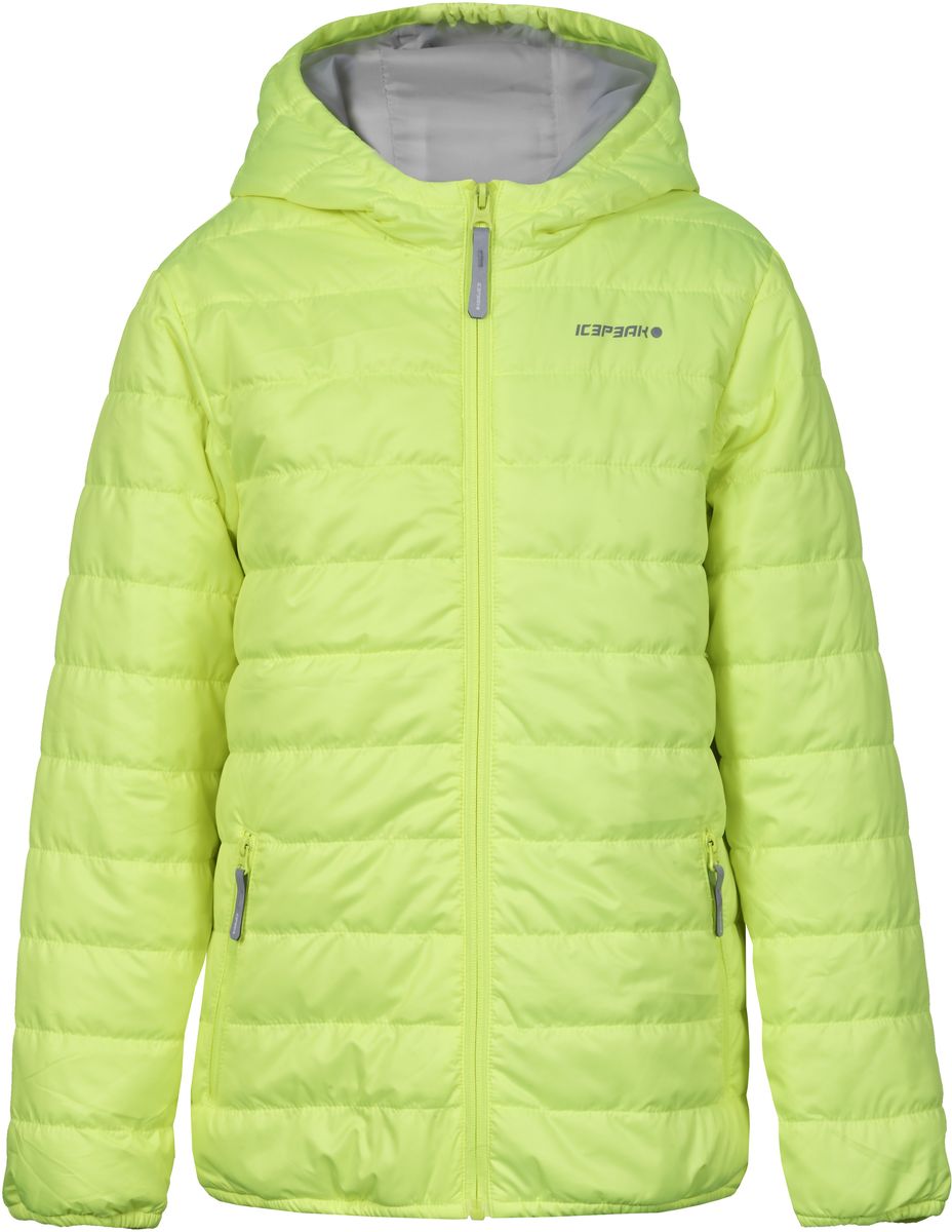 Куртка для девочки Icepeak, цвет: ярко-салатовый. 750018504IV_881. Размер 140750018504IV_881 Куртка для девочки Icepeak, цвет: ярко-салатовый. 750018504IV_881. Размер 140750018504IV_881Куртка для девочки Icepeak выполнена из качественного полиэстера. Модель с капюшоном и длинными рукавами застегивается на застежку-молнию. Изделие дополнено двумя врезными карманами на молниях.