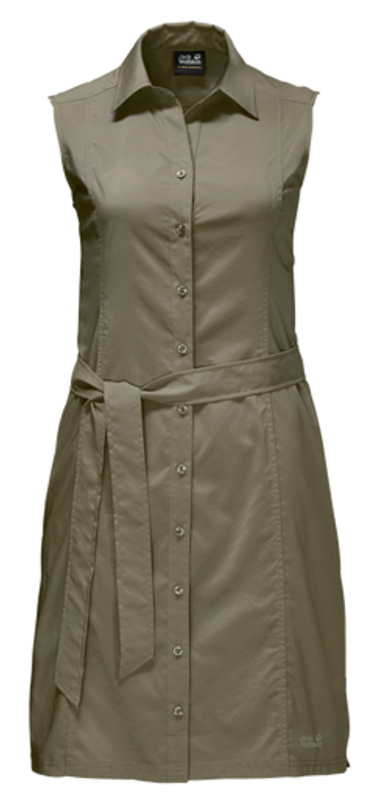 Платье Jack Wolfskin Sonora Dress, цвет: оливковый. 1503991-5033. Размер XS (42)1503991-5033 Платье Jack Wolfskin Sonora Dress, цвет: оливковый. 1503991-5033. Размер XS (42)1503991-5033Платье Sonora Dress выполнено из 100% полиэстера. Ткань мягкая, легкая, слегка эластичная, приятная на ощупь, она обладает защитой от ультрафиолета (UPF 30+), отлично отводит влагу от тела и моментально сохнет при намокании. Модель без рукавов застегивается на пуговицы, имеет отложной воротник, пояс в комплекте и секретный карман. Модель выполнена в однотонном дизайне. Такое платье идеально подходит для путешествий в жаркие страны и повседневной носки в летний сезон.