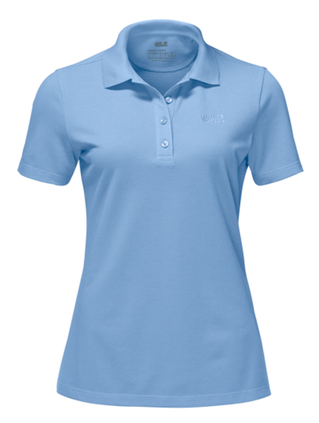 Поло женское Jack Wolfskin Pique Polo W, цвет: голубой. 1805701-1261. Размер XL (50/52)1805701-1261 Поло женское Jack Wolfskin Pique Polo W, цвет: голубой. 1805701-1261. Размер XL (50/52)1805701-1261Поло женское Pique Polo W изготовлено из полиэстера и одной трети органического хлопка и сочетает преимущества каждого из этих материалов. Ткань прочная, приятная на ощупь и быстро сохнет. Кроме того, специальная структура ткани позволяет воздуху циркулировать, что создает дополнительный комфорт в жару. Модель имеет отложной воротник на пуговицах и короткие стандартные рукава. Это удобное базовое поло идеально подходит для путешествий, отдыха и ежедневного использования.