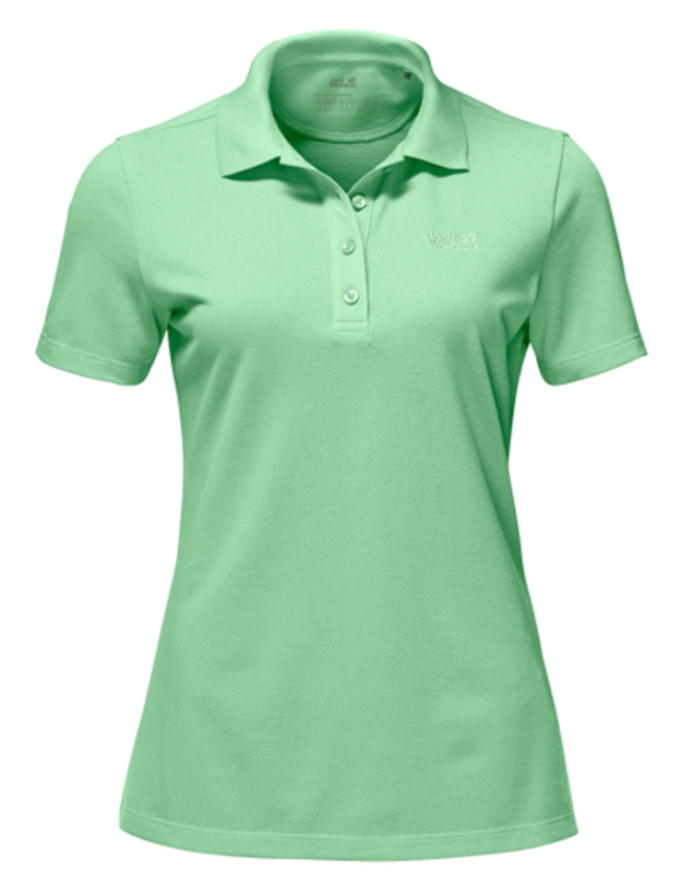 Поло женское Jack Wolfskin Pique Polo W, цвет: зеленый. 1805701-4154. Размер XS (42)1805701-4154 Поло женское Jack Wolfskin Pique Polo W, цвет: зеленый. 1805701-4154. Размер XS (42)1805701-4154Поло женское Pique Polo W изготовлено из полиэстера и одной трети органического хлопка и сочетает преимущества каждого из этих материалов. Ткань прочная, приятная на ощупь и быстро сохнет. Кроме того, специальная структура ткани позволяет воздуху циркулировать, что создает дополнительный комфорт в жару. Модель имеет отложной воротник на пуговицах и короткие стандартные рукава. Это удобное базовое поло идеально подходит для путешествий, отдыха и ежедневного использования.