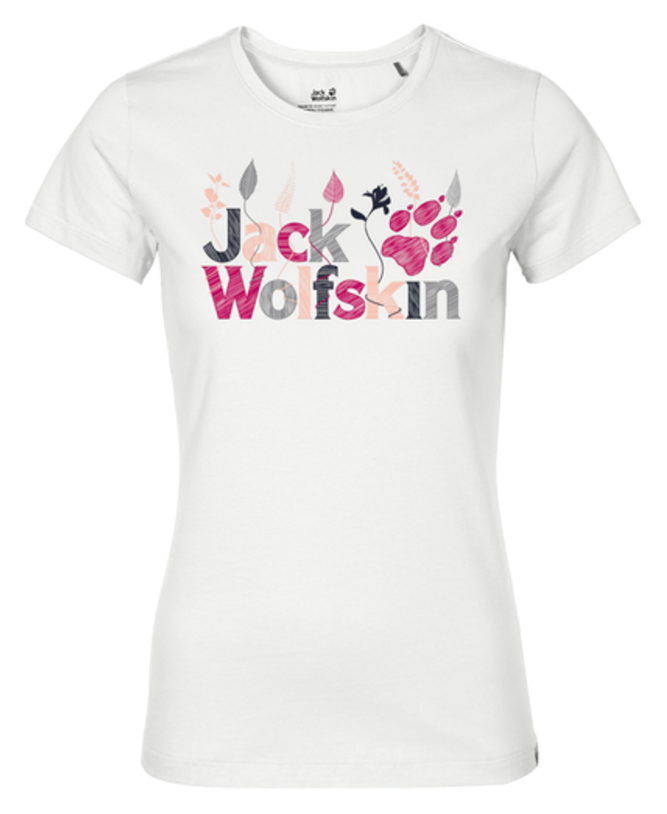 Футболка женская Jack Wolfskin Brand T W, цвет: белый. 1804391-5021. Размер S (44)1804391-5021 Футболка женская Jack Wolfskin Brand T W, цвет: белый. 1804391-5021. Размер S (44)1804391-5021Футболка женская Jack Wolfskin Brand T W выполнена из полиэстера и органического хлопка. Благодаря такой смесовой ткани футболка прочная, но в тоже время мягкая и комфортная. Модель имеет круглый вырез горловины и стандартные короткие рукава. Футболка дополнена яркой надписью на груди с названием бренда.
