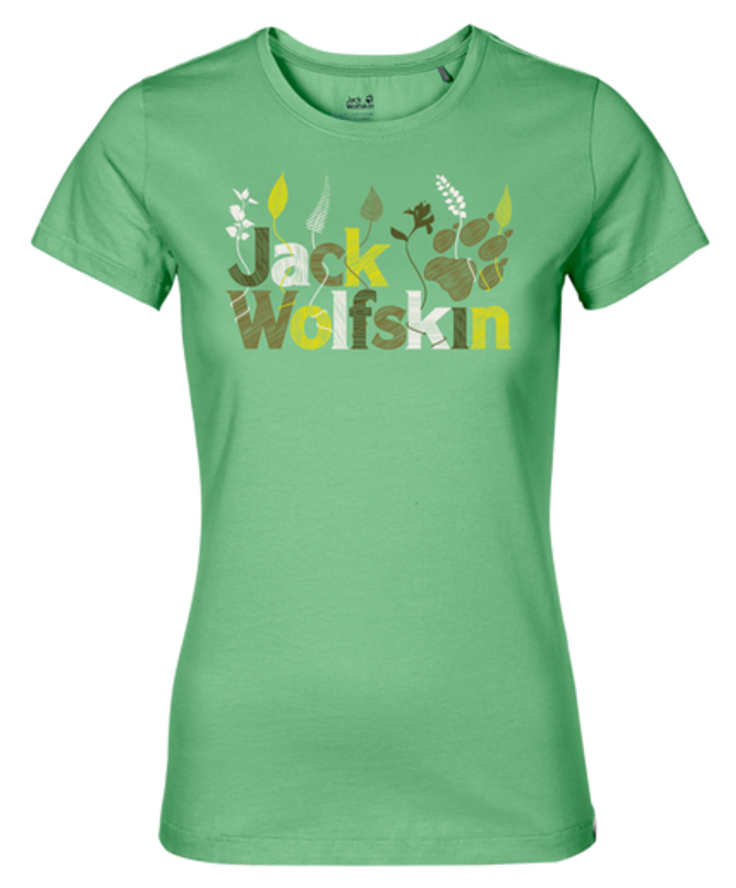 Футболка женская Jack Wolfskin Brand T W, цвет: зеленый. 1804391-4154. Размер XL (50/52)1804391-4154 Футболка женская Jack Wolfskin Brand T W, цвет: зеленый. 1804391-4154. Размер XL (50/52)1804391-4154Футболка женская Jack Wolfskin Brand T W выполнена из полиэстера и органического хлопка. Благодаря такой смесовой ткани футболка прочная, но в тоже время мягкая и комфортная. Модель имеет круглый вырез горловины и стандартные короткие рукава. Футболка дополнена яркой надписью на груди с названием бренда.