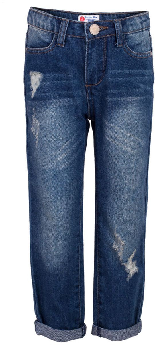 Джинсы для девочки Button Blue Main, цвет: синий. 117BBGC6304D100. Размер 104, 4 года117BBGC6304D100 Джинсы для девочки Button Blue Main, цвет: синий. 117BBGC6304D100. Размер 104, 4 года117BBGC6304D100Классные джинсы с потертостями и повреждениями — гарантия модного современного образа! Хороший крой, удобная посадка на фигуре подарят девочке комфорт и свободу движений. Если вы хотите купить ребенку недорогие джинсы классического силуэта, модель от Button Blue - прекрасный выбор!
