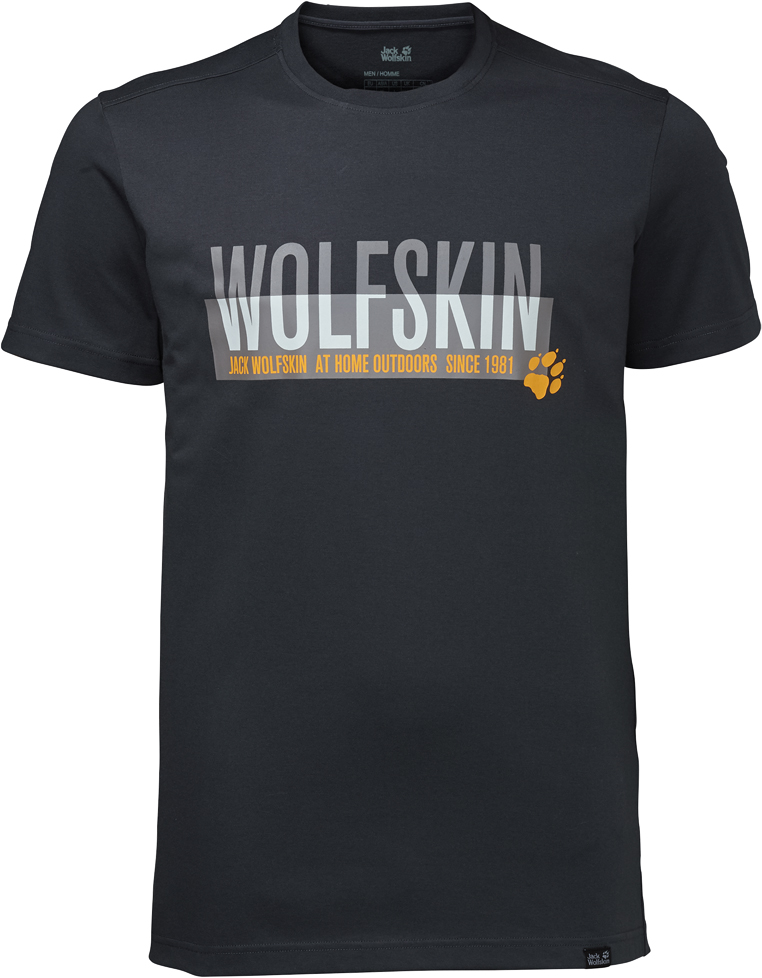 Футболка мужская Jack Wolfskin Slogan T M, цвет: темно-серый. 1805641-6350. Размер L (48/50)1805641-6350 Футболка мужская Jack Wolfskin Slogan T M, цвет: темно-серый. 1805641-6350. Размер L (48/50)1805641-6350Футболка мужская Slogan T M изготовлена из полиэстера и органического хлопка. Ткань быстро сохнет, приятная на ощупь и очень прочная. Модель имеет круглый вырез горловины и короткие стандартные рукава. Футболка дополнена логотипом бренда и надписями на груди.
