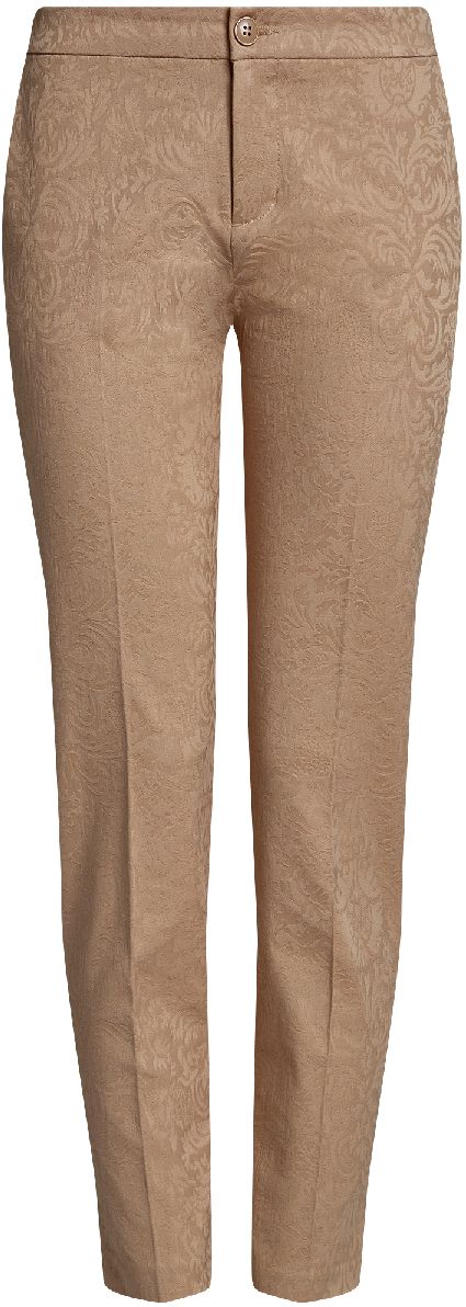 Брюки женские oodji Collection, цвет: темно-бежевый. 21706026/46074/3500N. Размер 44-170 (50-170)21706026/46074/3500N Брюки женские oodji Collection, цвет: темно-бежевый. 21706026/46074/3500N. Размер 44-170 (50-170)21706026/46074/3500NЖенские брюки oodji Collection прямого кроя и стандартной посадки изготовлены из эластичного хлопка. Брюки застегиваются на ширинку на застежке-молнии и пуговицу на поясе. Изделие оснащено двумя втачными карманами спереди и одним втачным карманом сзади. Брюки оформлены оригинальным цветочным орнаментом в тон изделию.