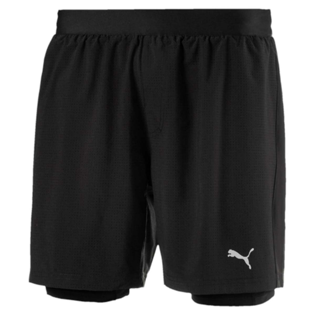 Шорты мужские Puma Pace 2in1 7 Short, цвет: черный. 51495401. Размер XXL (54/56)51495401 Шорты мужские Puma Pace 2in1 7 Short, цвет: черный. 51495401. Размер XXL (54/56)51495401Шорты Pace 2in1 7 Short созданы для тренировок и пробежек. Изделие представляет собой шорты 2 в 1: внешние шорты из эластичной, хорошо растягивающейся ткани обеспечивают полную свободу движений, в то время как внутренние шорты выполнены из компрессионного, поддерживающего мышцы материала для улучшения кровообращения. Модель изготовлена из полиэстера с добавлением эластана. Высокотехнологичный материал dryCELL гарантирует оптимальный микроклимат в любых условиях тренировки, так как отводит влагу наружу, поддерживает тело сухим и обеспечивает вентиляцию воздуха в процессе ношения. Ткань изделия обработана уникальной органической пропиткой Cleansport NXT для контроля над неприятным запахом. Шорты имеют вставки из сетчатого материала во избежание перегрева и декорированы логотипом и другими деталями из светоотражающего материала для обеспечения вашей безопасности в темное время суток. Карман сзади снабжен застежкой-молнией и водонепроницаемой подкладкой для надежного хранения ваших вещей. Кроме того, имеется вместительный боковой карман изменяемого объема. Пояс из эластичного материала с кулиской снабжен затягивающимся шнуром для лучшей посадки по фигуре.