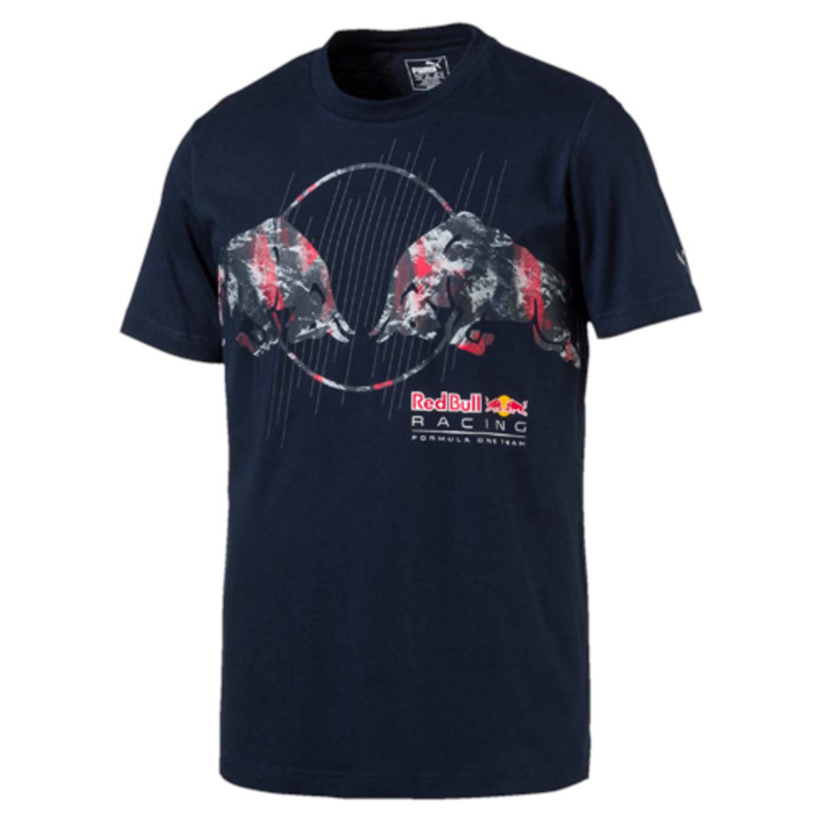 Футболка мужская Puma RBR Graphic Tee, цвет: синий. 572750_01. Размер XL (52/54)572750_01 Футболка мужская Puma RBR Graphic Tee, цвет: синий. 572750_01. Размер XL (52/54)572750_01Футболка мужская RBR Graphic Tee изготовлена из 100% хлопка и декорирована набивным логотипом RBR и логотипом PUMA, нанесенным методом печати высокой плотности. Также имеется тематический набивной рисунок c прорезиненными деталями. Изделие имеет классический крой, круглый вырез горловины и короткие рукава. Такая футболка незаменима для любителей автоспорта. Почувствуйте динамику гонок и произведите впечатление на окружающих. Футболка RBR Graphic Tee прекрасно подходит для занятий спортом и для повседневного использования.