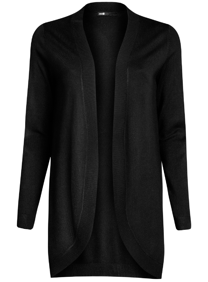 Жакет женский oodji Ultra, цвет: черный. 63212574-1/45641/2900N. Размер XXL (52)63212574-1/45641/2900N Жакет женский oodji Ultra, цвет: черный. 63212574-1/45641/2900N. Размер XXL (52)63212574-1/45641/2900NТрикотажный удлиненный жакет oodji изготовлен из качественного смесового материала. Модель с длинными рукавами и без застежки. Края изделия и рукава дополнены вязаными резинками.