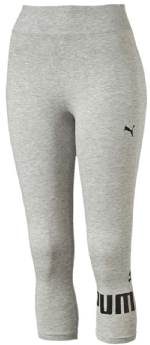 Леггинсы женские Puma ESS 3/4 No.1 Leggings W, цвет: серый. 83842004. Размер XL (48/50)83842004 Леггинсы женские Puma ESS 3/4 No.1 Leggings W, цвет: серый. 83842004. Размер XL (48/50)83842004Укороченные леггинсы ESS 3/4 No.1 Leggings W выполнены из хлопка с добавлением эластана. Благодаря приятной на ощупь ткани, тренироваться в них будет очень комфортно. Модель имеет фасон в обтяжку по фигуре. Пояс выполнен из основного материала изделия. Леггинсы декорированы прорезиненным логотипом PUMA, а также вышитой фирменной символикой PUMA.