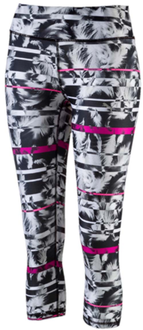 Тайтсы для фитнеса женские Puma All Eyes On Me Tight, цвет: черный, белый, розовый. 51448917. Размер XXS (38/40)51448917 Тайтсы для фитнеса женские Puma All Eyes On Me Tight, цвет: черный, белый, розовый. 51448917. Размер XXS (38/40)51448917Укороченные тайтсы для фитнеса All Eyes On Me 3/4 Tight станут вашей любимой моделью не только потому, что они отлично приспособлены для занятий спортом и активного отдыха, но и благодаря интересной расцветке с функциональными деталями контрастного цвета и броским рисунком, нанесенным методом сублимационной печати на всю поверхность изделия. Брюки изготовлены с использованием высокофункциональной технологии dryCELL, которая отводит влагу, поддерживает тело сухим и гарантирует комфорт во время активных тренировок и занятий спортом. Дополнительные удобства создает широкий пояс на подкладке из эластичного сетчатого материала с утягивающим эффектом, обеспечивающий отличную посадку, и удобный карман для смартфона и других вещей, чтобы вы не беспокоились об их сохранности.