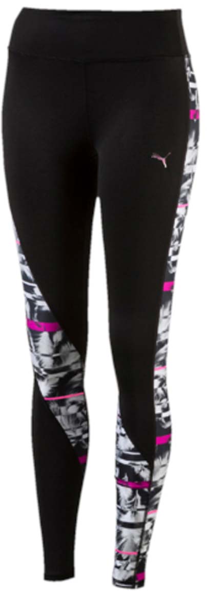 Тайтсы для бега женские Puma CLASH Tight, цвет: черный, белый, розовый. 515124_01. Размер XS (40/42)515124_01 Тайтсы для бега женские Puma CLASH Tight, цвет: черный, белый, розовый. 515124_01. Размер XS (40/42)515124_01Женские тайтсы для бега CLASH Tight оригинального фасона и расцветки станут вашей любимой моделью, потому что они не только отлично подходят для занятий спортом и активного отдыха, но и привлекают внимание своим неповторимым стилем. Дополнительные удобства создает использование высокофункциональной технологии dryCELL, которая отводит влагу, поддерживает тело сухим и гарантирует комфорт во время активных тренировок и занятий спортом. Широкий пояс мягко поддерживает живот и охватывает талию, он также снабжен карманами из плотного материала для смартфона и других ценностей. Смелая контрастная расцветка, характерная для всей линейки CLASH, дополняется интересным рисунком на всей поверхности изделия.