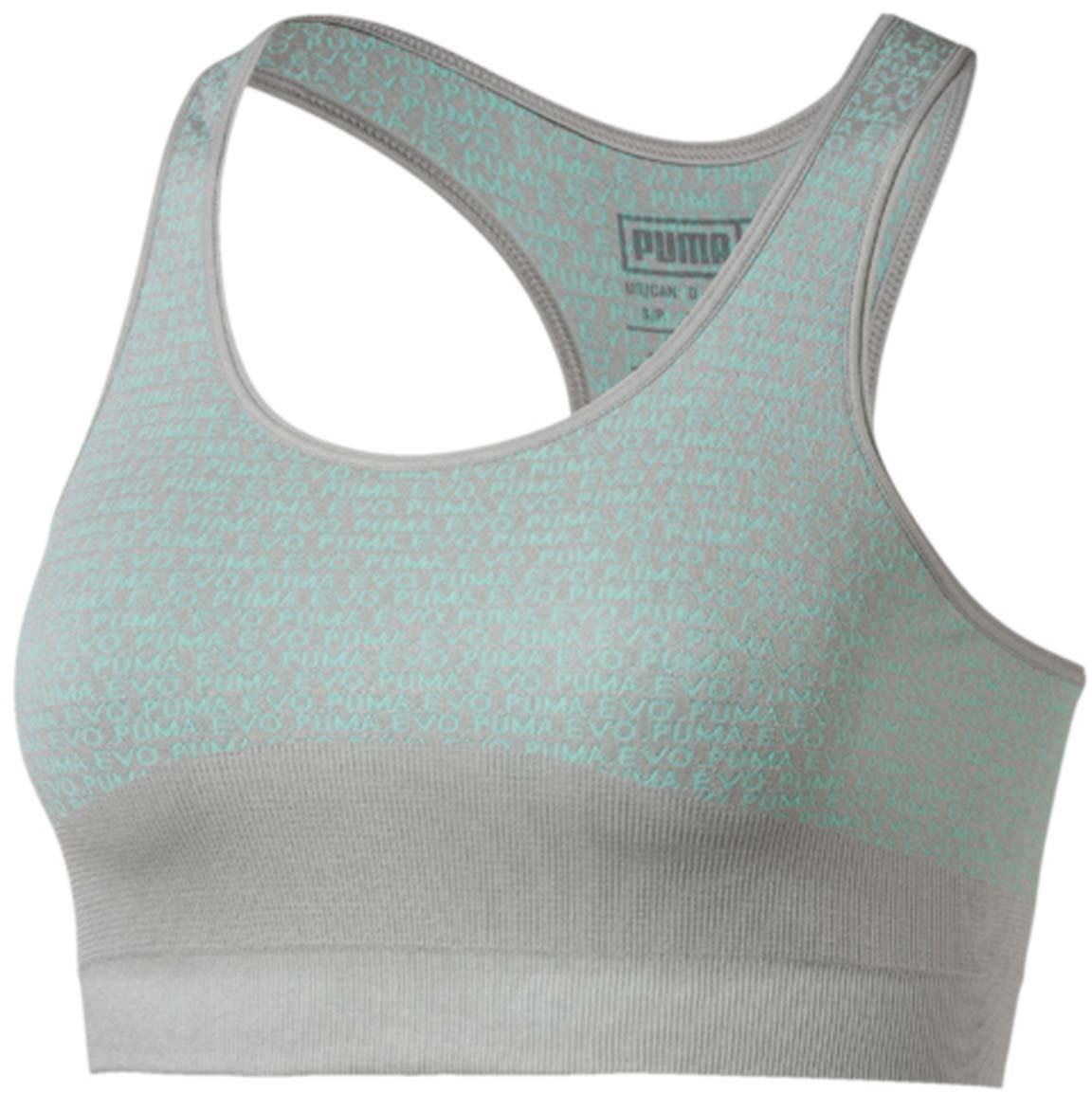 Топ-бра для фитнеса Puma evoKNIT Bra Top, цвет: серый, бирюзовый. 57252925. Размер S (42/44)57252925 Топ-бра для фитнеса Puma evoKNIT Bra Top, цвет: серый, бирюзовый. 57252925. Размер S (42/44)57252925Спортивный топ-бра для фитнеса evoKNIT Bra Top выполнен из легкого и необыкновенно эластичного материала evoKNIT с использованием высокофункциональной технологии dryCELL, которая отводит влагу, поддерживает тело сухим и гарантирует комфорт. Отсутствие швов обеспечивает полную свободу движений. Фасон в обтяжку по фигуре. Модель декорирована логотипом PUMA, нанесенным методом термопечати.