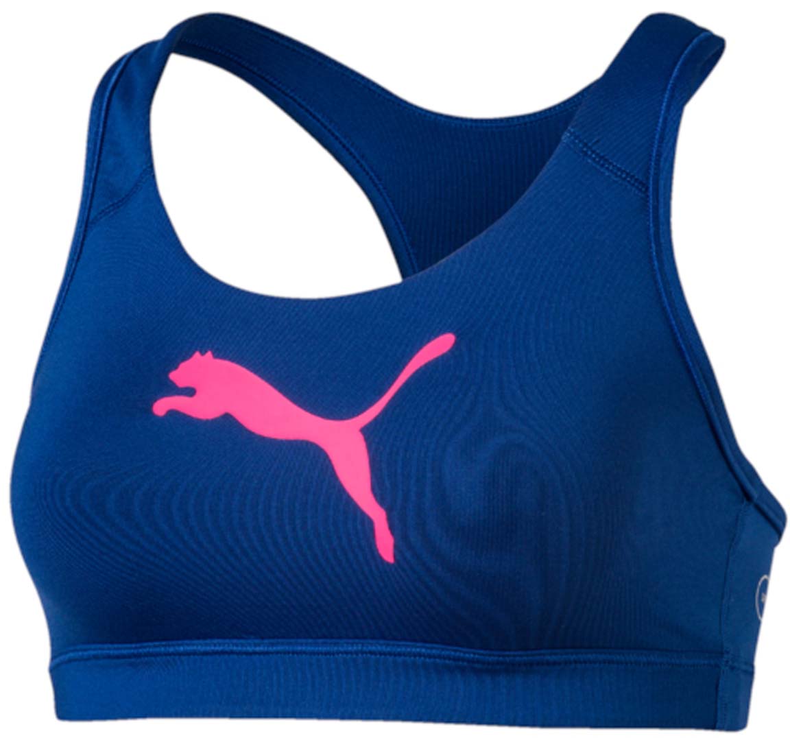 Топ-бра для фитнеса Puma PWRSHAPE Forever, цвет: синий, розовый. 513965_28. Размер S (44)513965_28 Топ-бра для фитнеса Puma PWRSHAPE Forever, цвет: синий, розовый. 513965_28. Размер S (44)513965_28Этот спортивный бюстгальтер-топ станет вашей любимой моделью, потому что он - незаменимая часть вашего гардероба для занятий спортом и активного отдыха! Отличный дизайн обеспечивает универсальность, поэтому бюстгальтер можно надевать в тренажерный зал, на занятие всеми видами фитнеса, на пробежку. Дополнительные удобства создаются за счет использования высокофункциональной технологии dryCELL, которая отводит влагу, поддерживает тело сухим и гарантирует комфорт во время активных тренировок и занятий спортом. Наплечные лямки с мягкой подложкой, не перекрещивающиеся на спине, не натирают, не давят, а также обеспечивают полную свободу движений и удобство надевания изделия благодаря функциональному крою спины. Отделка низа сверхэластичным плотным материалом создает дополнительную поддержку. Бюстгальтер декорирован спереди логотипом PUMA из светоотражающего материала, нанесенным методом термопечати, благодаря которому вас лучше видно в темное время суток. На нижний край изделия методом термопечати нанесен логотип dryCELL. Модель подходит для всех видов физической активности.