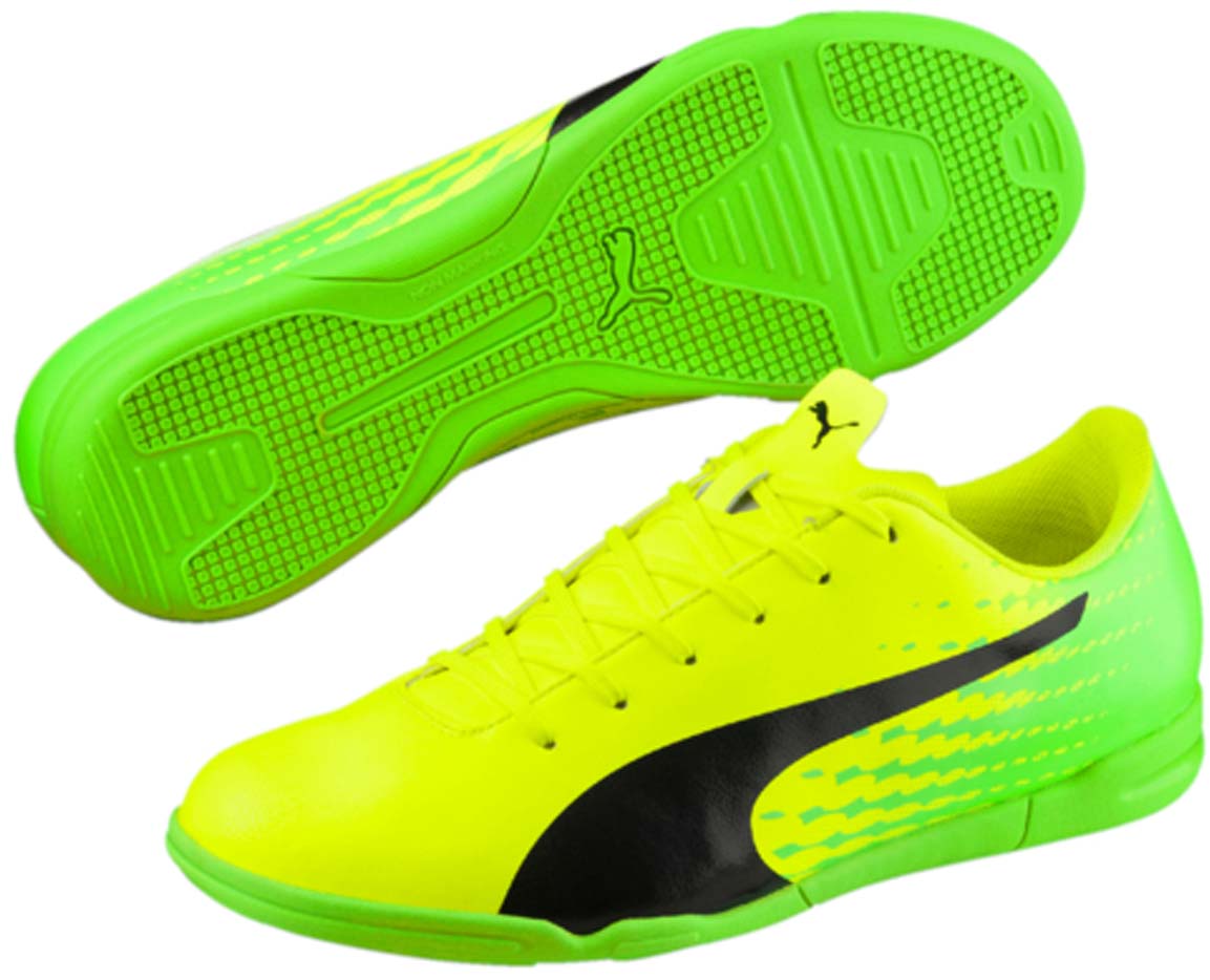 Кроссовки мужские для футзала Puma Evospeed 17.5 IT, цвет: желтый. 10402701. Размер 8 (41)10402701 Кроссовки мужские для футзала Puma Evospeed 17.5 IT, цвет: желтый. 10402701. Размер 8 (41)10402701Новые кроссовки Evospeed 17.5 IT - это качественная модель по доступной цене в линейке футбольной обуви Evospeed от Puma, в которой прочность и комфорт сочетаются со свежим дизайном. Мягкая и прочная искусственная кожа верха вместе с удобной колодкой и прямой шнуровкой по центру обеспечивают идеальную посадку по ноге и отличное чувство мяча, а также долговечность, износостойкость и универсальность.