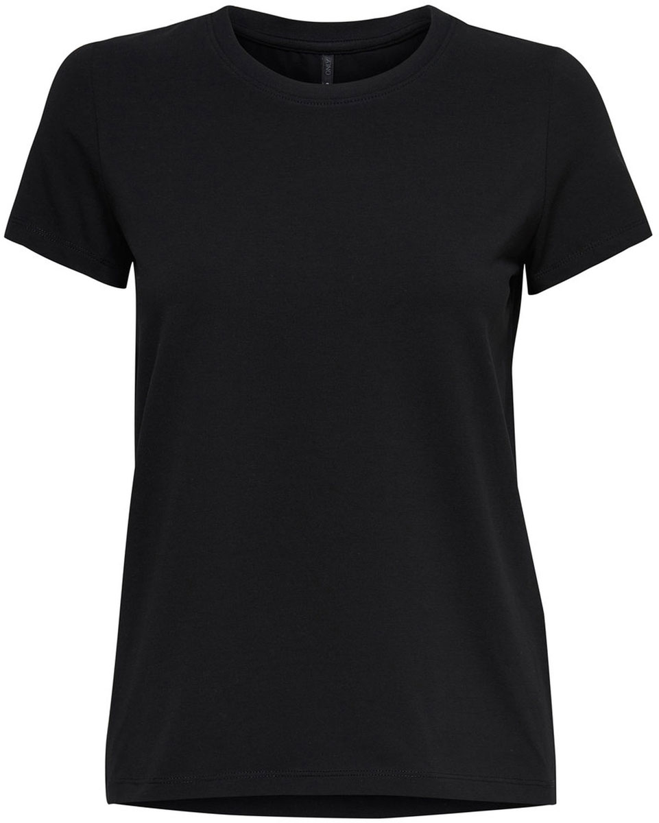 Футболка женская Only, цвет: черный. 15131591_Black. Размер S (42/44)15131591_Black Футболка женская Only, цвет: черный. 15131591_Black. Размер S (42/44)15131591_BlackБазовая женская футболка Only изготовлена из хлопка с добавлением эластана. Модель имеет короткие рукава, прямой крой и круглый вырез горловины.