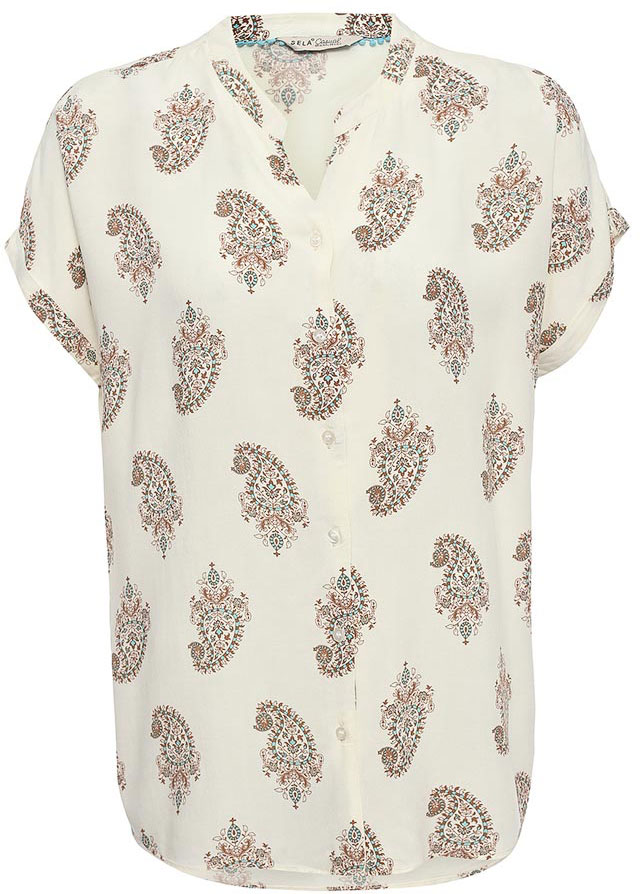 Блузка женская Sela, цвет: молочный. Bs-112/1199-7243. Размер 46Bs-112/1199-7243 Блузка женская Sela, цвет: молочный. Bs-112/1199-7243. Размер 46Bs-112/1199-7243Оригинальная женская блузка Sela выполнена из легкого воздушного материала и оформлена контрастным принтом. Модель свободного кроя с V-образным вырезом горловины и короткими цельнокроеными рукавами застегивается на пуговицы. Блузка подойдет для прогулок и дружеских встреч и будет отлично сочетаться с джинсами и брюками, и гармонично смотреться с юбками. Мягкая ткань комфортна и приятна на ощупь.