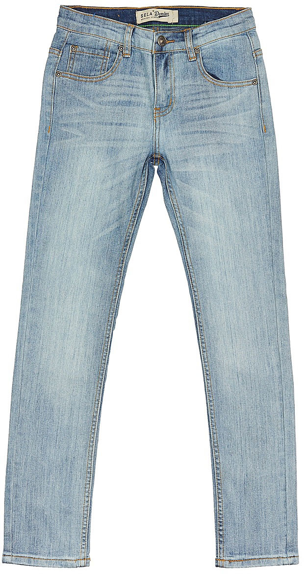 Джинсы для мальчика Sela Denim, цвет: голубой джинс. PJ-835/344-7243. Размер 134, 9 летPJ-835/344-7243 Джинсы для мальчика Sela Denim, цвет: голубой джинс. PJ-835/344-7243. Размер 134, 9 летPJ-835/344-7243Стильные джинсы для мальчика Sela выполнены из качественного эластичного материала с эффектом потертостей. Джинсы зауженного кроя и стандартной посадки на талии застегиваются на пуговицу и имеют ширинку на застежке-молнии. На поясе имеются шлевки для ремня. Модель представляет собой классическую пятикарманку: два втачных и накладной кармашек спереди и два накладных кармана сзади.