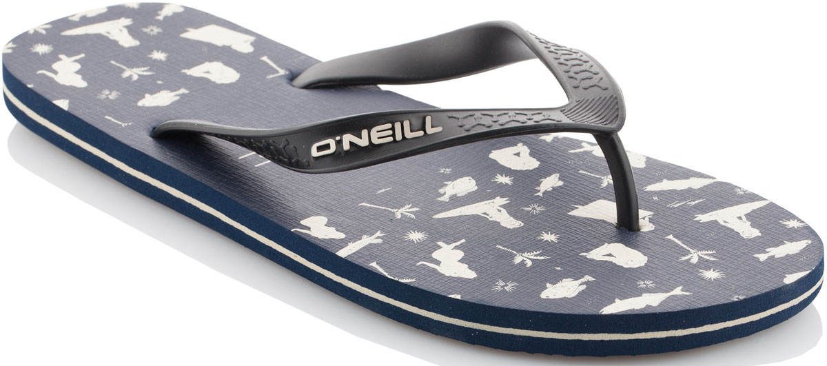 Сланцы мужские ONeill Fm Profile Pattern Flip Flops, цвет: темно-синий. 7A4528-5990. Размер 42 (41)7A4528-5990 Сланцы мужские ONeill Fm Profile Pattern Flip Flops, цвет: темно-синий. 7A4528-5990. Размер 42 (41)7A4528-5990Сланцы от ONeill незаменимы для пляжного сезона. Модель выполнена из качественного полимерного материала. Перемычка между пальцами отвечает за надежную фиксацию модели на ноге. Удобная подошва оформлена оригинальным принтом.