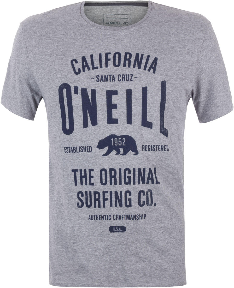 Футболка мужская ONeill Lm Muir T-Shirt, цвет: серый. 7A3657-8001. Размер L (50/52)7A3657-8001 Футболка мужская ONeill Lm Muir T-Shirt, цвет: серый. 7A3657-8001. Размер L (50/52)7A3657-8001Футболка мужская ONeill выполнена из 100% хлопка. Модель имеет стандартный крой, короткий рукав и круглый вырез горловины. Футболка дополнена надписями.