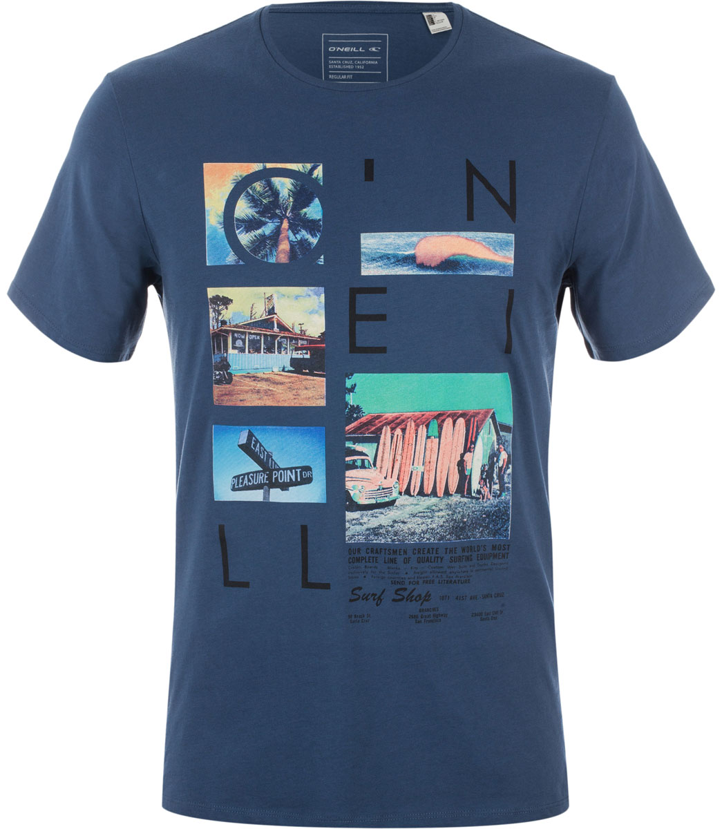 Футболка мужская ONeill Lm Neos T-Shirt, цвет: синий. 7A3670-5045. Размер M (48/50)7A3670-5045 Футболка мужская ONeill Lm Neos T-Shirt, цвет: синий. 7A3670-5045. Размер M (48/50)7A3670-5045Футболка мужская ONeill выполнена из 100% хлопка. Модель имеет стандартный крой, короткий рукав и круглый вырез горловины. Футболка дополнена красочной фотопечатью.