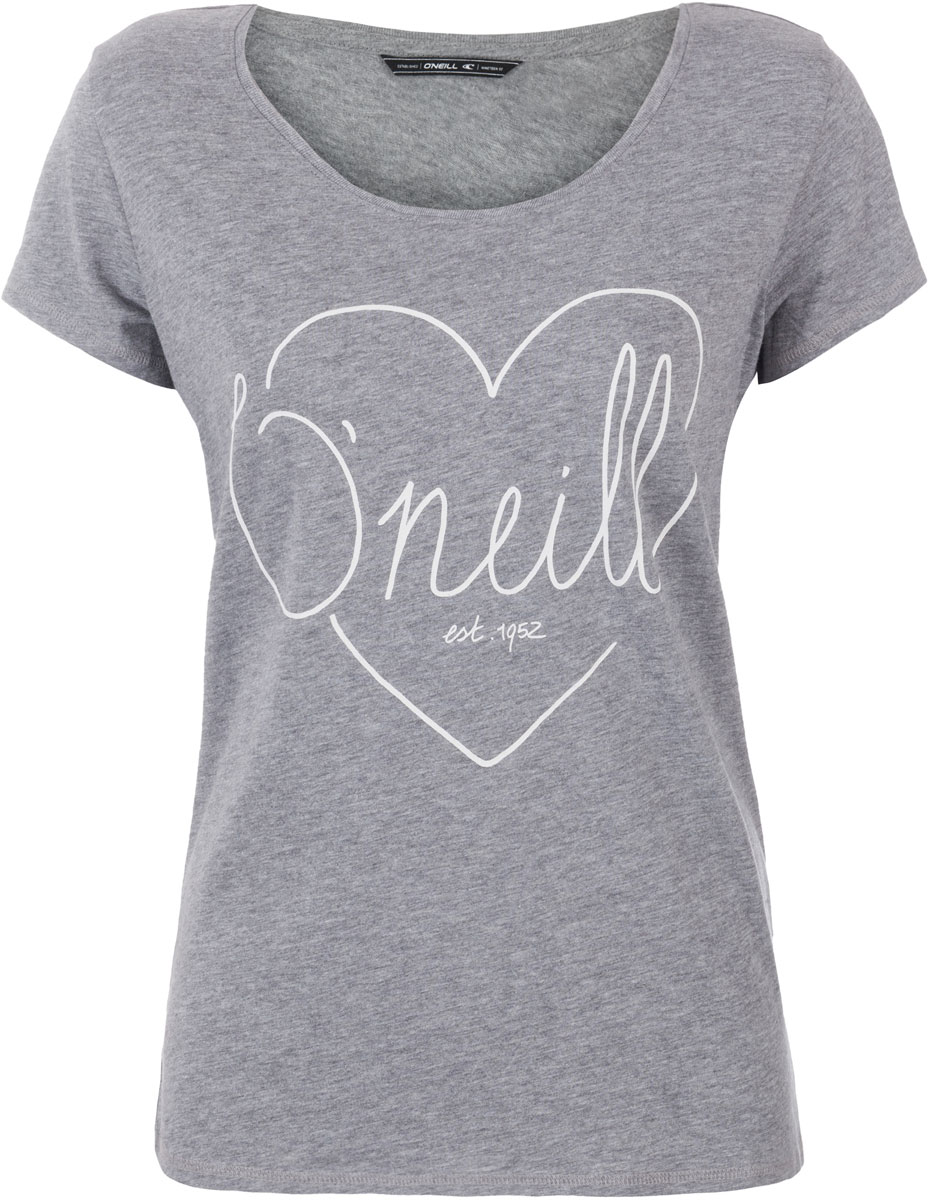 Футболка женская ONeill Lw Heart Graphic T-Shirt, цвет: серый. 7A8618-8001. Размер S (44/46)7A8618-8001 Футболка женская ONeill Lw Heart Graphic T-Shirt, цвет: серый. 7A8618-8001. Размер S (44/46)7A8618-8001Футболка женская ONeill выполнена из 100% хлопка. Модель имеет стандартный крой, короткий рукав и круглый вырез горловины. Футболка дополнена рисунком в виде сердца и надписями.