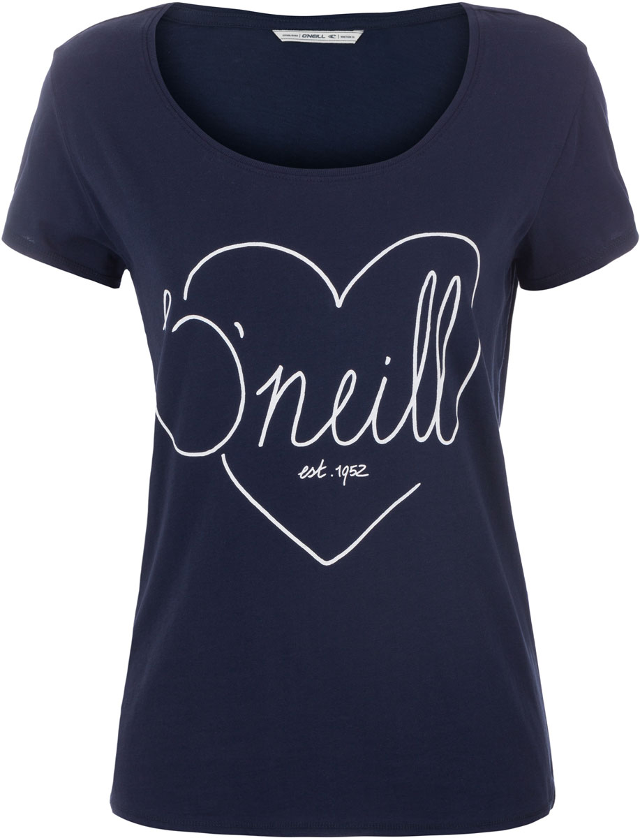 Футболка женская ONeill Lw Heart Graphic T-Shirt, цвет: темно-синий. 7A8618-5056. Размер M (46/48)7A8618-5056 Футболка женская ONeill Lw Heart Graphic T-Shirt, цвет: темно-синий. 7A8618-5056. Размер M (46/48)7A8618-5056Футболка женская ONeill выполнена из 100% хлопка. Модель имеет стандартный крой, короткий рукав и круглый вырез горловины. Футболка дополнена рисунком в виде сердца и надписями.