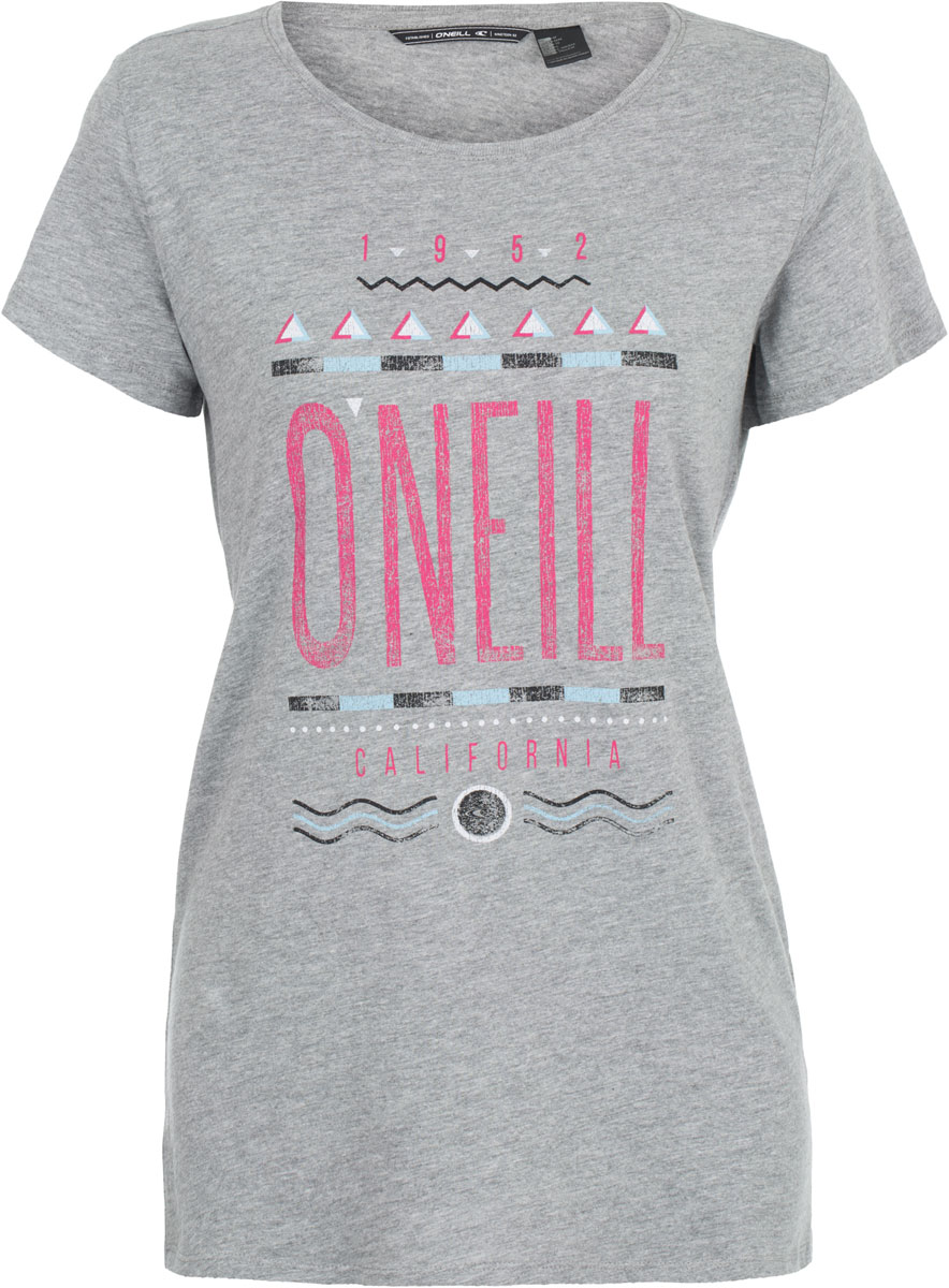 Футболка женская ONeill Lw 90s Logo T-Shirt, цвет: серый. 7A8616-8001. Размер S (44/46)7A8616-8001 Футболка женская ONeill Lw 90s Logo T-Shirt, цвет: серый. 7A8616-8001. Размер S (44/46)7A8616-8001Футболка женская ONeill выполнена из хлопка с добавлением вискозы. Модель имеет стандартный крой, короткий рукав и круглый вырез горловины. Футболка дополнена надписями.