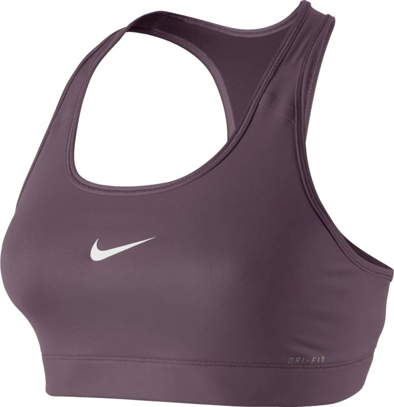 Топ-бра для фитнеса Nike Victory Compression Bra, цвет: фиолетовый. 375833-508. Размер M (44/46)375833-508 Топ-бра для фитнеса Nike Victory Compression Bra, цвет: фиолетовый. 375833-508. Размер M (44/46)375833-508Стильный топ-бра Nike Victory Compression Bra, выполненный из специального вентилируемого материала Dri-FIT, плотно прилегает к телу и обеспечивает надежную поддержку груди. Эластичная лента под грудью обеспечивает комфортную посадку. Т-образная спинка с низкой посадкой не мешает естественным движениям. Низкопрофильные укрепленные швы по бокам, на лямках отлично смотрятся и не натирают кожу. Топ декорирован термоаппликацией логотипа бренда Nike на лицевой стороне изделия. Отличный вариант для занятий спортом!
