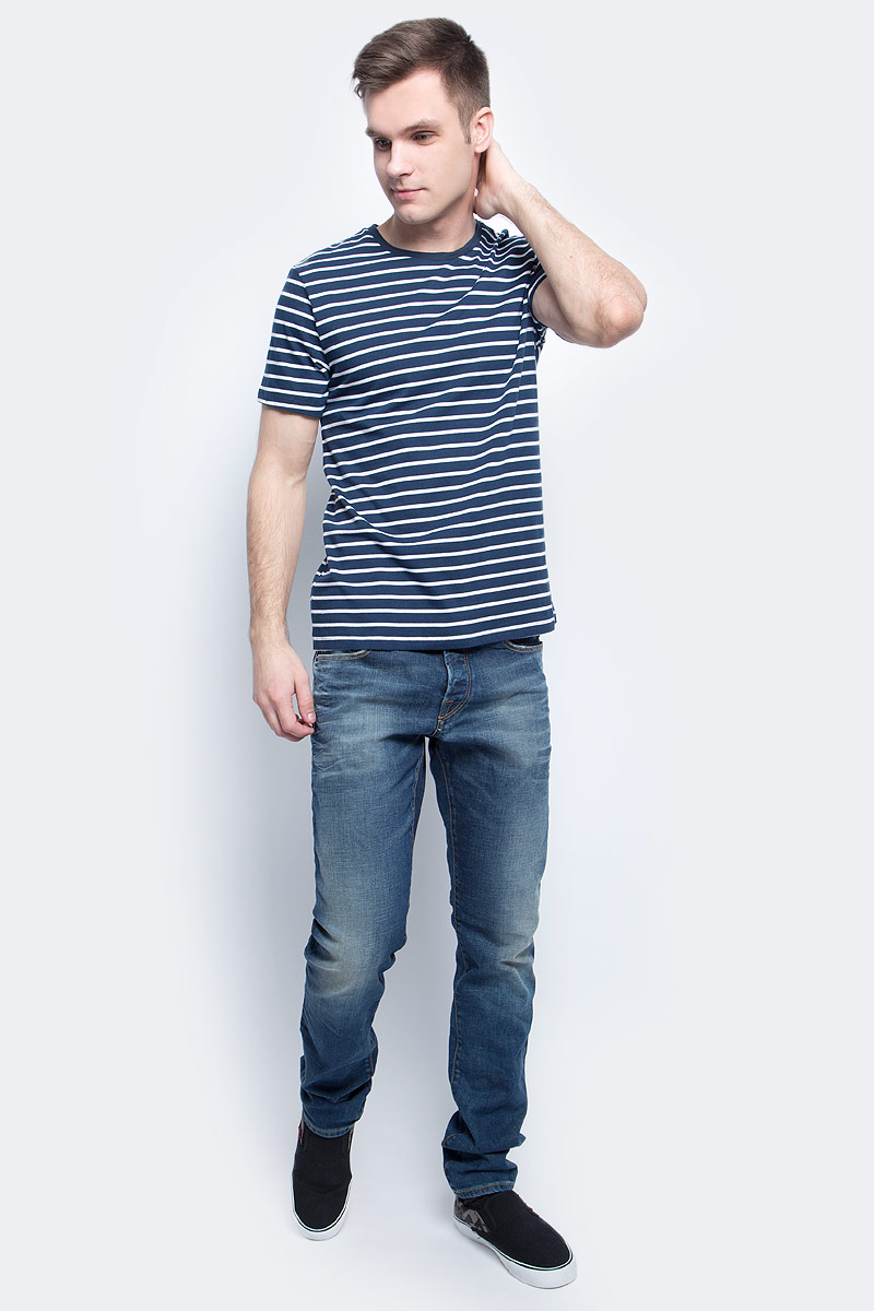 Футболка мужская Baon, цвет: синий. B737002_Deep Navy Striped. Размер M (48)B737002_Deep Navy Striped Футболка мужская Baon, цвет: синий. B737002_Deep Navy Striped. Размер M (48)B737002_Deep Navy StripedФутболка мужская Baon выполнена из 100% хлопка. Модель с круглым вырезом горловины и короткими рукавами.