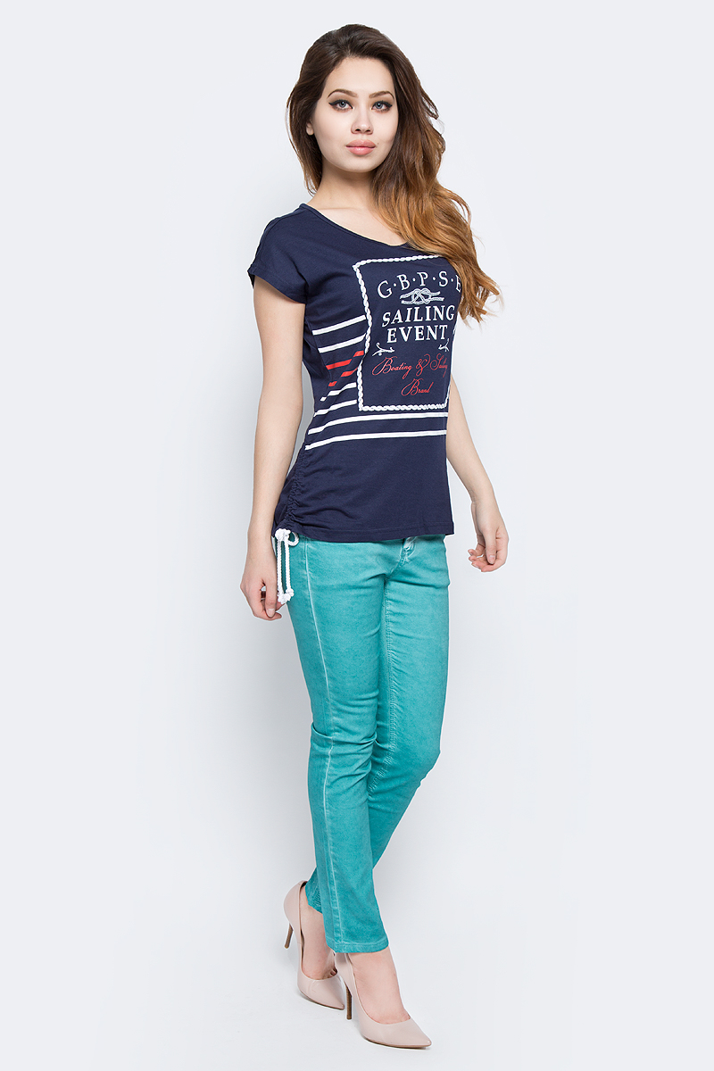Футболка женская Baon, цвет: синий. B237076_Dark Navy. Размер M (46)B237076_Dark Navy Футболка женская Baon, цвет: синий. B237076_Dark Navy. Размер M (46)B237076_Dark NavyФутболка женская Baon выполнена из вискозы и хлопка. Модель с круглым вырезом горловины и короткими рукавами.