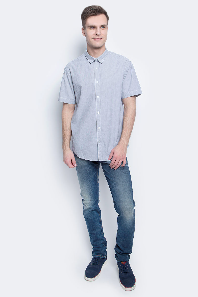 Рубашка мужская Baon, цвет: синий. B687018_Deep Navy Striped. Размер XL (52)B687018_Deep Navy Striped Рубашка мужская Baon, цвет: синий. B687018_Deep Navy Striped. Размер XL (52)B687018_Deep Navy StripedРубашка мужская Baon выполнена из натурального материала. Модель с отложным воротником и короткими рукавами застегивается на пуговицы.