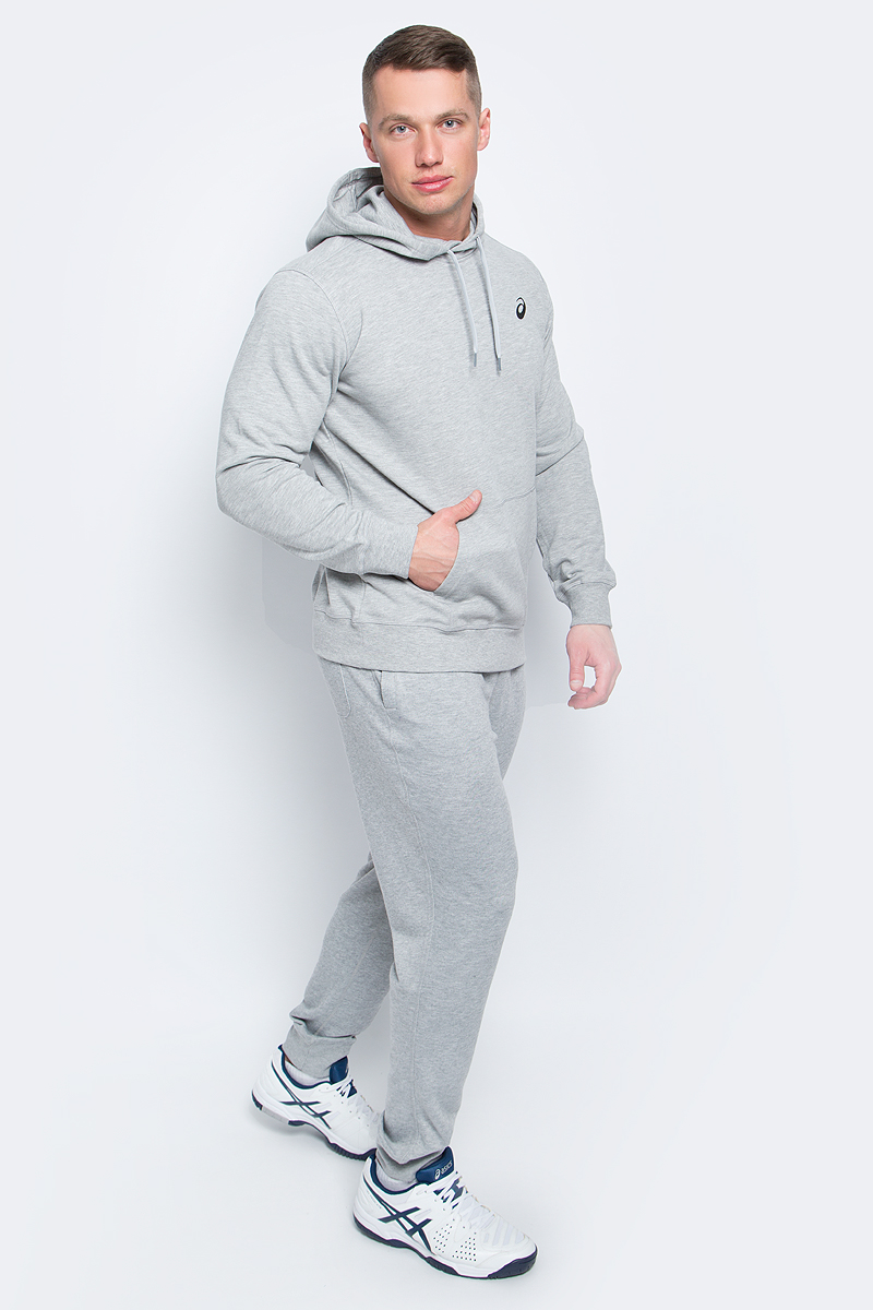 Худи мужское Asics Spiral Hoody, цвет: серый. 141089-0714. Размер M (48/50)141089-0714 Худи мужское Asics Spiral Hoody, цвет: серый. 141089-0714. Размер M (48/50)141089-0714Мужское худи Asics выполнено из хлопка с добавлением полиэстера и эластана. У модели классический крой - худи не слишком тесное и не слишкомсвободное, что гарантирует полную свободу движений. Капюшон на шнурках.Изделие оформлено эластичными манжетами и окантовкой низа, дополнено карманом-кенгуру.