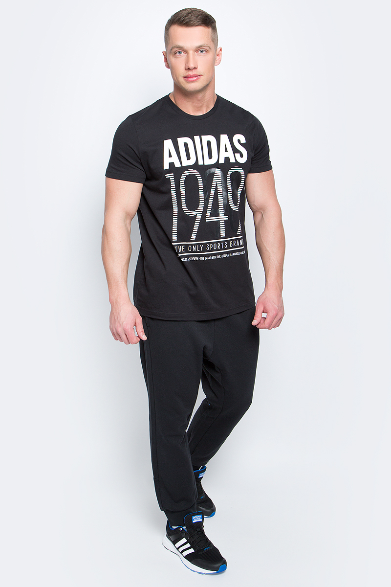 Футболка мужская adidas Adi 49, цвет: черный. BK2788. Размер M (48/50)BK2788 Футболка мужская adidas Adi 49, цвет: черный. BK2788. Размер M (48/50)BK2788Мужская футболка adidas Adi 49 выполнена из натурального хлопка. Модель с короткими рукавами и круглым вырезом горловины оформлена буквенным принтом контрастного цвета.