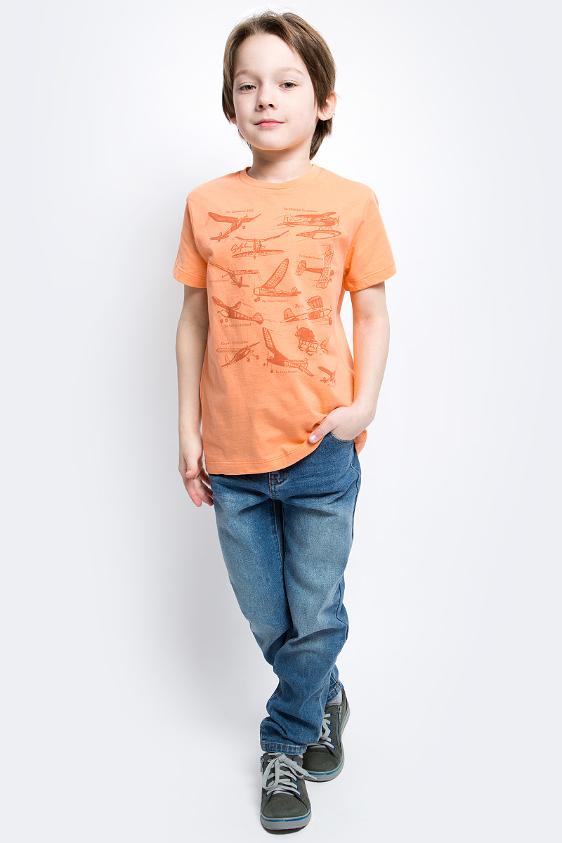 Футболка для мальчика Sela, цвет: желто-оранжевый. Ts-811/1060-7112. Размер 146, 11 летTs-811/1060-7112 Футболка для мальчика Sela, цвет: желто-оранжевый. Ts-811/1060-7112. Размер 146, 11 летTs-811/1060-7112Футболка для мальчика Sela выполнена из натурального хлопка. Футболка с короткими рукавами и круглым вырезом горловины оформлена спереди оригинальным принтом с надписями. Вырез горловины дополнен трикотажной резинкой.