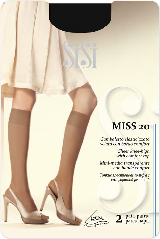 Гольфы Sisi Miss 20 New, цвет: Nero (черный), 2 пары. Размер универсальныйMiss 20 NEW Гольфы Sisi Miss 20 New, цвет: Nero (черный), 2 пары. Размер универсальныйMiss 20 NEWТонкие эластичные гольфы Sisi с комфортной резинкой и невидимым мыском. Плотность 20 DEN.