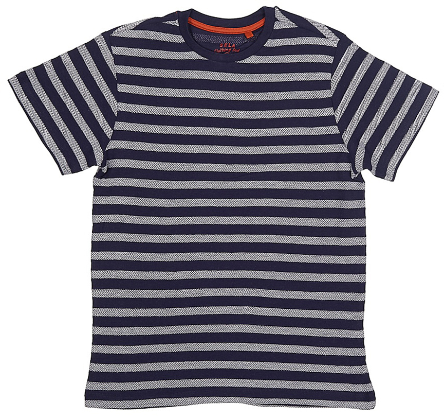 Футболка для мальчика Sela, цвет: темно-синий. Ts-811/1070-7213. Размер 146, 11 летTs-811/1070-7213 Футболка для мальчика Sela, цвет: темно-синий. Ts-811/1070-7213. Размер 146, 11 летTs-811/1070-7213Стильная футболка для мальчика Sela изготовлена из натурального хлопкас принтом в полоску. Воротник дополнен мягкой трикотажной резинкой. Универсальная модель позволит создавать комбинации, как в повседневном, так и в спортивном стиле.