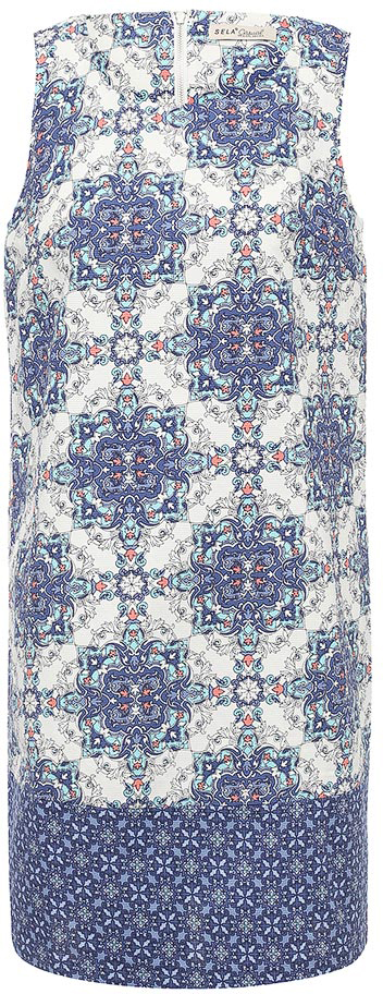 Платье Sela, цвет: светло-голубой. Dsl-117/1126-7223. Размер 42Dsl-117/1126-7223 Платье Sela, цвет: светло-голубой. Dsl-117/1126-7223. Размер 42Dsl-117/1126-7223Женское платье без рукавов Sela выполнено из качественного эластичного хлопка и оформлено ярким принтом. Модель А-силуэта с круглым вырезом горловины застегивается на короткую металлическую молнию на спинке. Мягкая ткань комфортна и приятна на ощупь. Платье подойдет для офиса, прогулок и дружеских встреч и станет отличным дополнением гардероба в летний период.