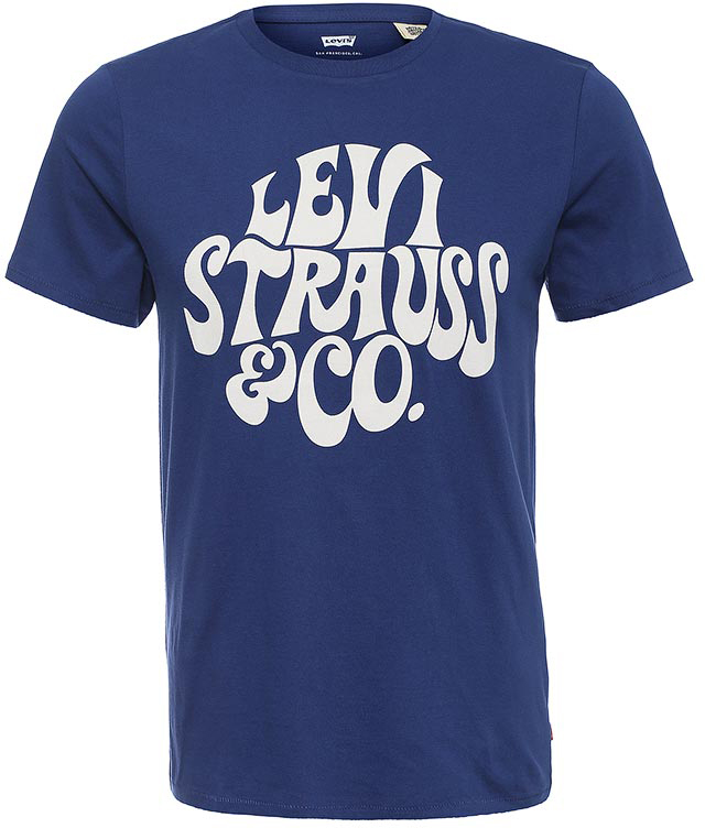 Футболка мужская Levis®, цвет: синий, белый. 2249101720. Размер L (50)2249101720 Футболка мужская Levis®, цвет: синий, белый. 2249101720. Размер L (50)2249101720Мужская футболка Levis® изготовлена из натурального хлопка. Модель прямого кроя с круглым вырезом горловины и короткими рукавами оформлена контрастным принтом в виде надписи.