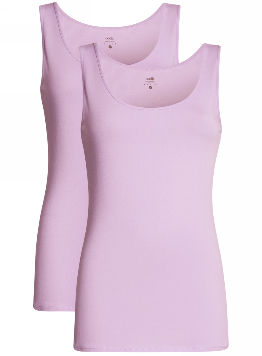 Майка женская oodji Collection, цвет: сиреневый, 2 шт. 24315001T2/46147/8000N. Размер L (48)24315001T2/46147/8000N Майка женская oodji Collection, цвет: сиреневый, 2 шт. 24315001T2/46147/8000N. Размер L (48)24315001T2/46147/8000NБазовая майка oodji Collection выполнена из эластичного хлопка. Модель без рукавов и круглым вырезом горловины.