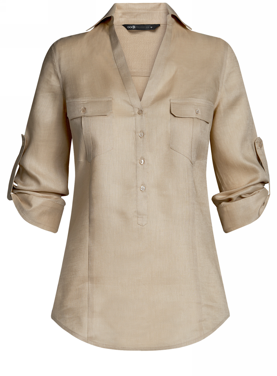 Блузка женская oodji Collection, цвет: бежевый. 21412145-1/46591/3300N. Размер 38-170 (44-170)21412145-1/46591/3300N Блузка женская oodji Collection, цвет: бежевый. 21412145-1/46591/3300N. Размер 38-170 (44-170)21412145-1/46591/3300NБлузка женская oodji Collection выполнена из высококачественного материала. Модель с рукавами 3/4 застегивается сверху на пуговицы. Изделие оформлено двумя накладными карманами с клапанами на пуговицах.