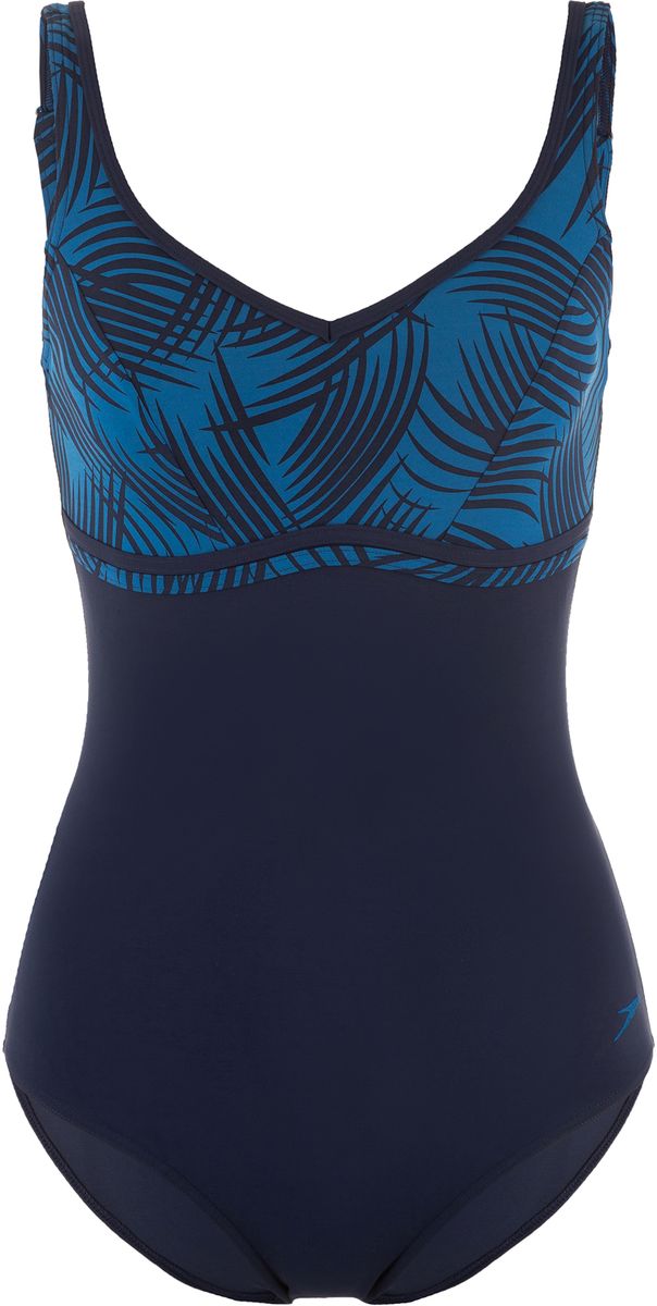 Купальник слитный Speedo Contourluxe Printed 1 Piece, цвет: темно-синий. 8-10420B355-B355. Размер 38 (50/52)8-10420B355-B355 Купальник слитный Speedo Contourluxe Printed 1 Piece, цвет: темно-синий. 8-10420B355-B355. Размер 38 (50/52)8-10420B355-B355Спортивный купальник-монокини Speedo Contoureluxe Printed 1 Piece, изготовленный из нейлона с добавлением эластана, сконструирован таким образом, чтобы подчеркнуть женственную натуральную форму груди за счет принтовой верхней части купальника, и скорректировать линию талии за счет темной однотонной нижней части купальника. Моделирующий эффект возникает не только за счет специального кроя, но благодаря свойствам самого материала. Купальник не стягивает корпус, дарит абсолютную свободу.Такой купальник поможет вам легко создать незабываемый образ.