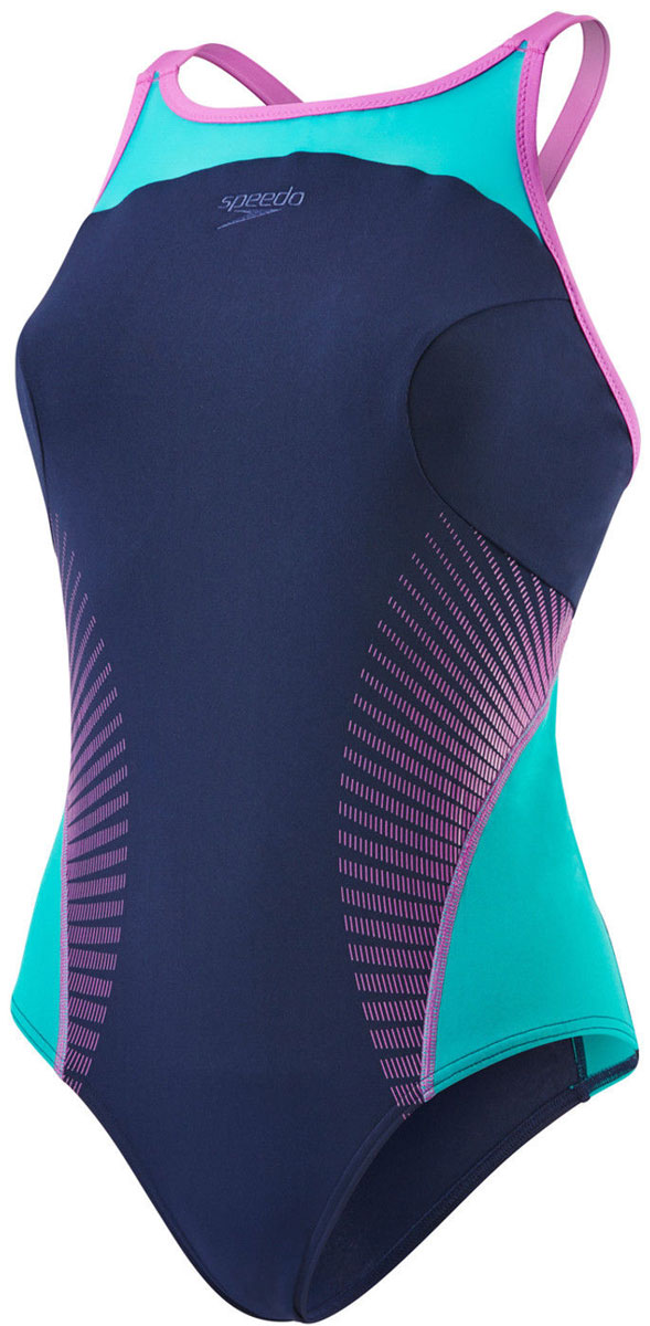 Купальник слитный Speedo Fit Splice Xback, цвет: темно-синий, зеленый. 8-10830B371-B371. Размер 38 (50/52)8-10830B371-B371 Купальник слитный Speedo Fit Splice Xback, цвет: темно-синий, зеленый. 8-10830B371-B371. Размер 38 (50/52)8-10830B371-B371Эффектный спортивный купальник Speedo Fit Splice Xback дарит абсолютную свободу движений и комфорт во время плавания. Принт купальника помогает визуально моделировать фигуру, создавая красивый силуэт, а 360-градусная поддержка бюста обеспечивает дополнительный комфорт и безопасность. Материал купальника благодаря эксклюзивной технологии Endurance+ устойчив к хлору и образованию затяжек и в 20 раз дольше сохраняет цвет по сравнению с обычными купальниками из эластана.Нерегулируемые лямки гарантируют удобную посадку и комфорт при любых видах активности в воде.