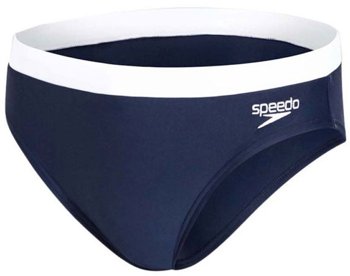 Плавки мужские Speedo Essential Logo 7cm Brief, цвет: темно-синий, белый. 8-104235332-5332. Размер 40 (50/52)8-104235332-5332 Плавки мужские Speedo Essential Logo 7cm Brief, цвет: темно-синий, белый. 8-104235332-5332. Размер 40 (50/52)8-104235332-5332Спортивные плавки Speedo Essential Logo 7cm Brief с ярким контрастным поясом и крупным лого принтом - отличное решение как для занятий в бассейне, так и для отдыха на пляже. Плавки имеют пояс на мягкой эластичной резинке и удобно садятся по фигуре, обеспечивая комфорт при любых видах активности в воде.Изделие выполнено с использованием технологии Endurance 10, благодаря чему используемый материал в 10 раз более устойчив к разрушающему воздействию хлора, чем обычные ткани с эластаном и спандексом. Высота бокового шва: 7 см.