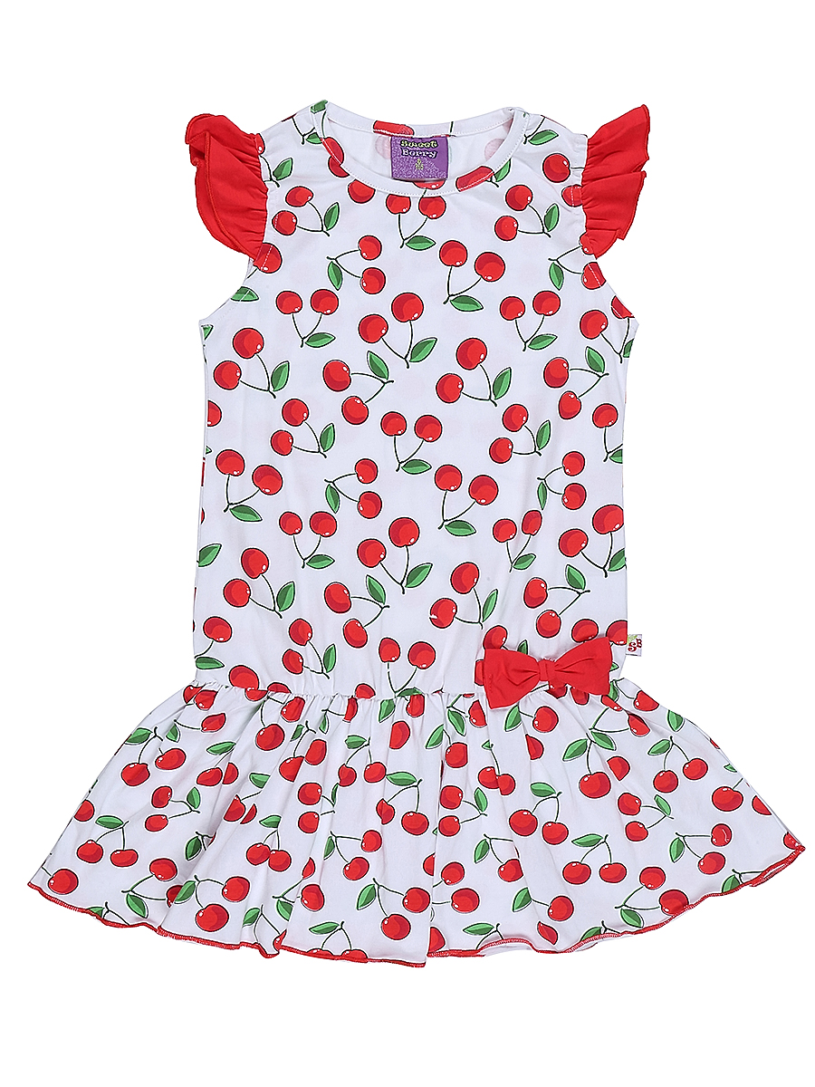 Платье для девочки Sweet Berry, цвет: белый, красный. 714157. Размер 98714157 Платье для девочки Sweet Berry, цвет: белый, красный. 714157. Размер 98714157Яркое платье для девочки Sweet Berry выполнено из высококачественного эластичного хлопка. Модель приталенного кроя с юбкой-воланом и рукавами-крылышками оформлена принтом в вишенку. Круглый вырез горловины дополнен мягкой эластичной бейкой.