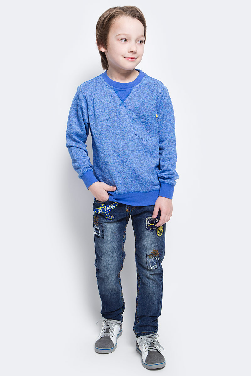 Свитшот для мальчика Sela, цвет: синий меланж. St-813/139-6152. Размер 134, 9 летSt-813/139-6152 Свитшот для мальчика Sela, цвет: синий меланж. St-813/139-6152. Размер 134, 9 летSt-813/139-6152Свитшот для мальчика Sela идеально подойдет вашему юному моднику. Изготовленный из хлопка с добавлением полиэстера, он мягкий и приятный на ощупь, не сковывает движения и позволяет коже дышать, обеспечивая наибольший комфорт. Лицевая сторона изделия гладкая, изнаночная с небольшими петельками. На модели с длинными рукавами предусмотрен круглый вырез горловины, оформленный трикотажной резинкой. На груди расположен небольшой накладной карман. Рукава имеют трикотажные манжеты, не стягивающие запястья. Понизу проходит широкая трикотажная резинка.Современный дизайн и расцветка делают этот свитшот модным и стильным предметом детского гардероба. В нем ребенок будет чувствовать себя уютно и комфортно, и всегда будет в центре внимания!