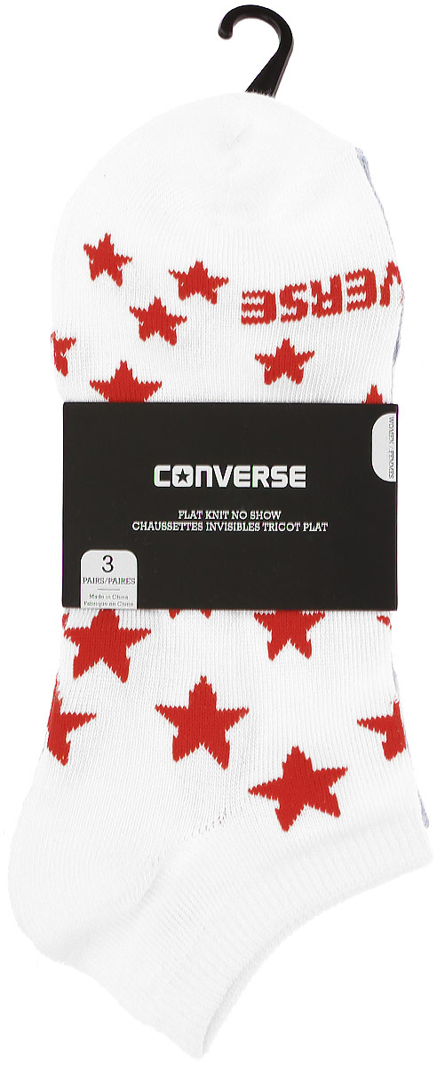 Носки Converse Converse Socks, цвет: белый, серый, синий, 3 пары. E574A3001. Размер 37/42E574A3001 Носки Converse Converse Socks, цвет: белый, серый, синий, 3 пары. E574A3001. Размер 37/42E574A3001Женские носки Converse изготовлены из качественного полиэстера с добавлением эластана. Укороченная модель декорирована буквенным принтом и звездочками контрастного цвета. Эластичная резинка плотно облегает ногу, не сдавливая ее.